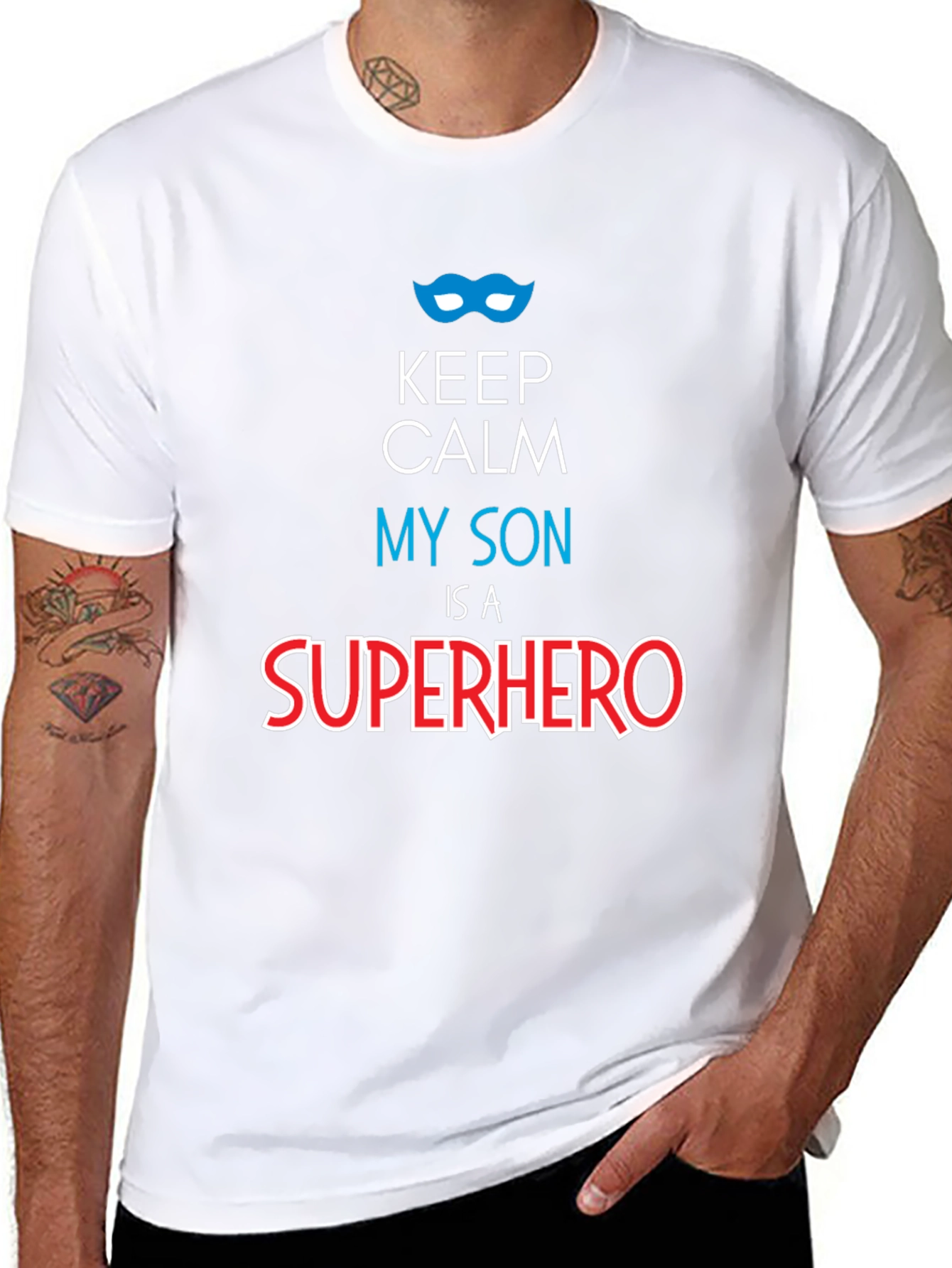 Keep Calm My Son is a Superhero Graphic Tee