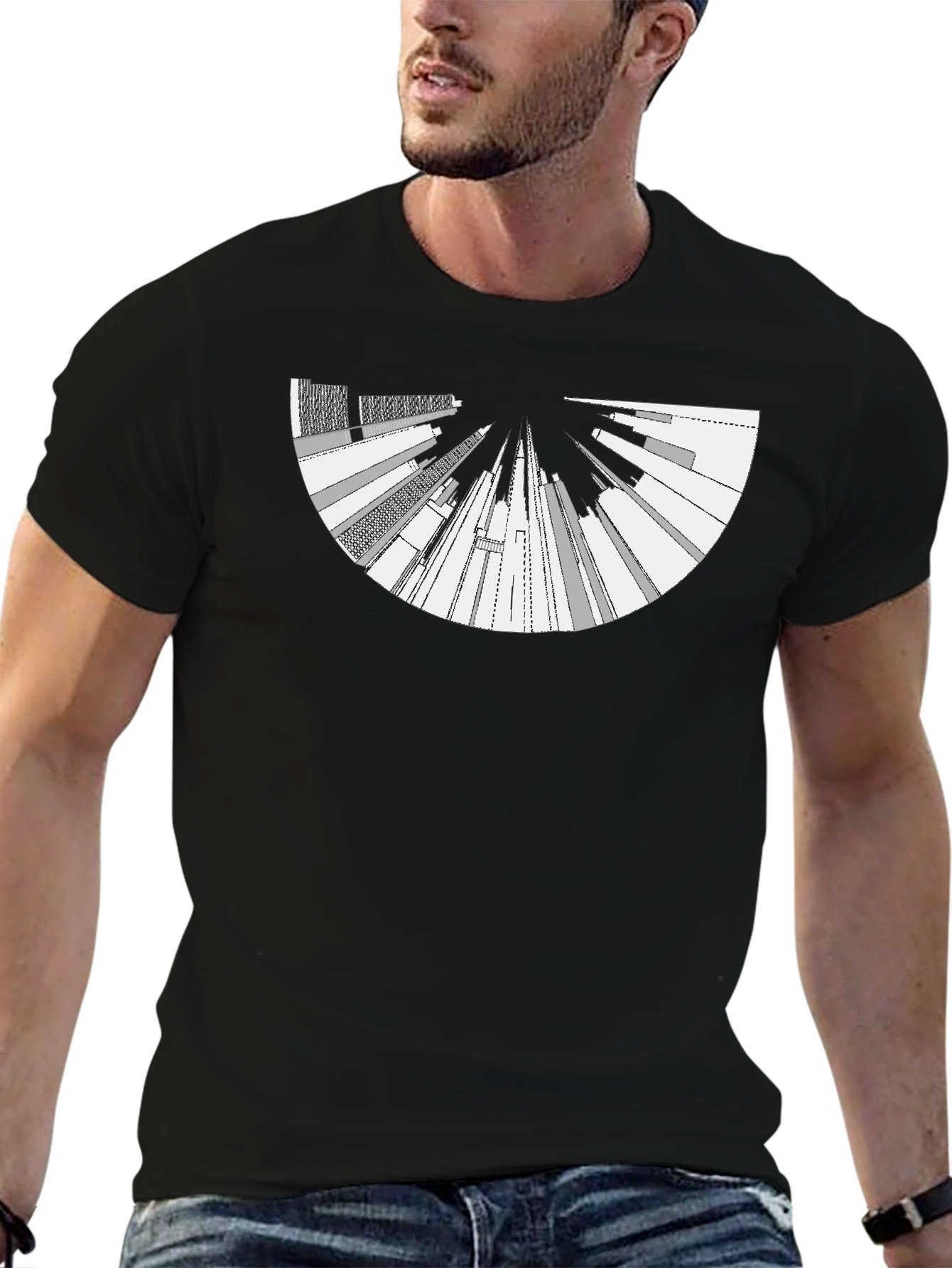 Abstract Cityscape Black Graphic Tee