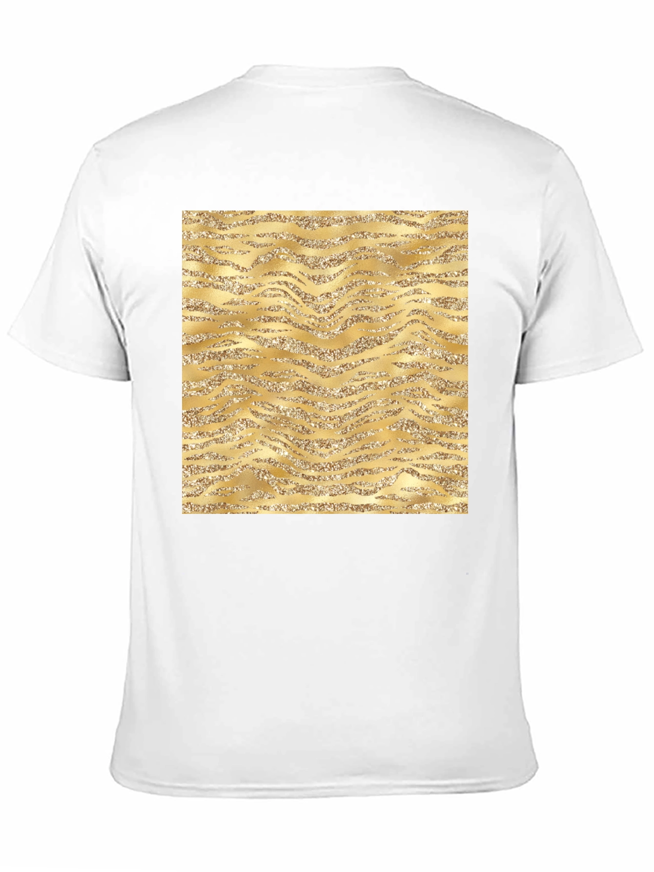Gold Glitter Zebra Print Black T-Shirt