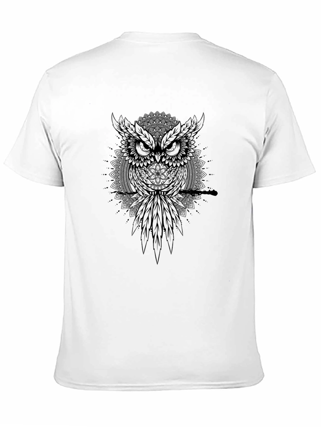 Owl Mandala Graphic Print Mens T-Shirt
