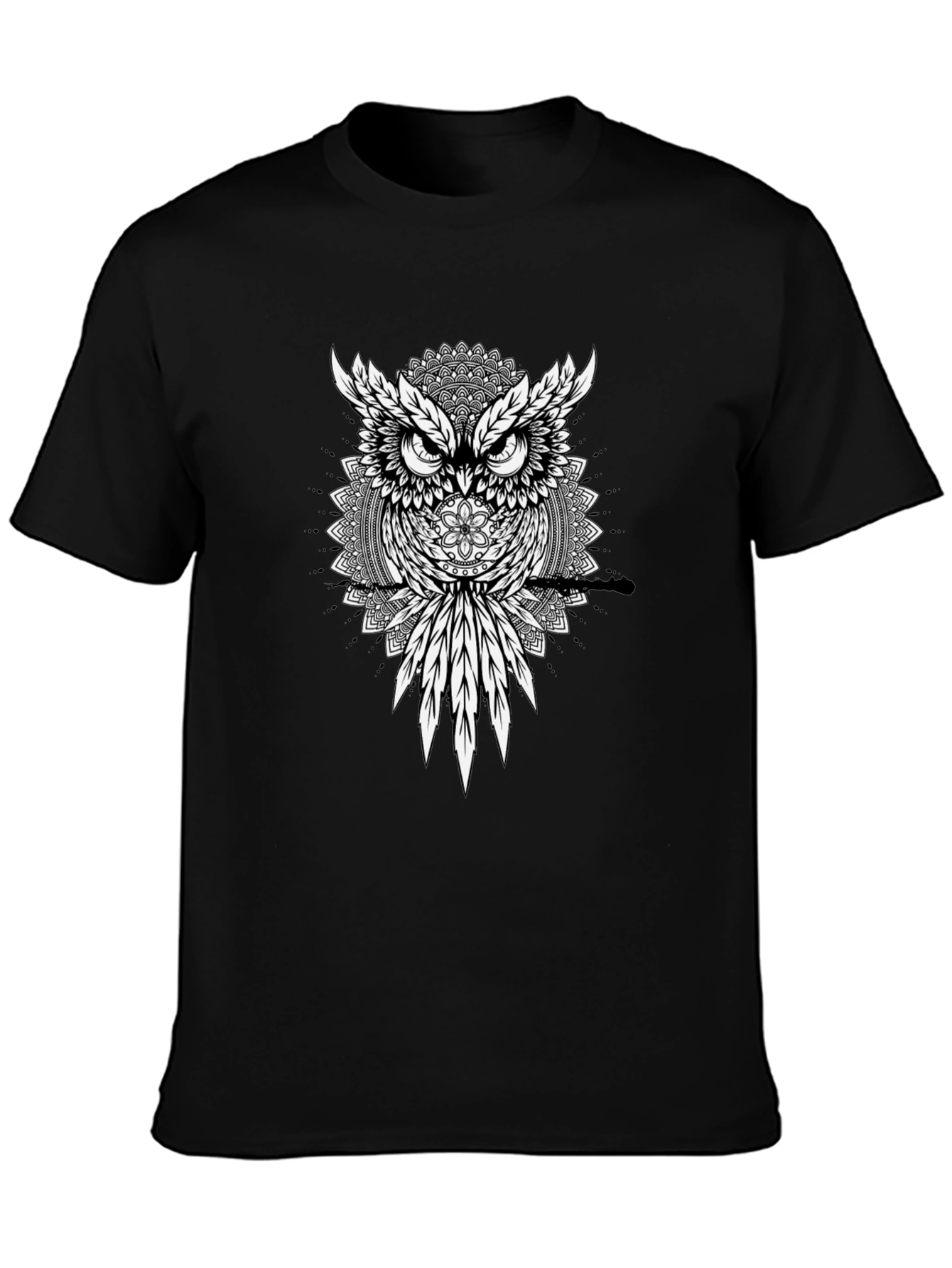 Owl Mandala Graphic Print Mens T-Shirt