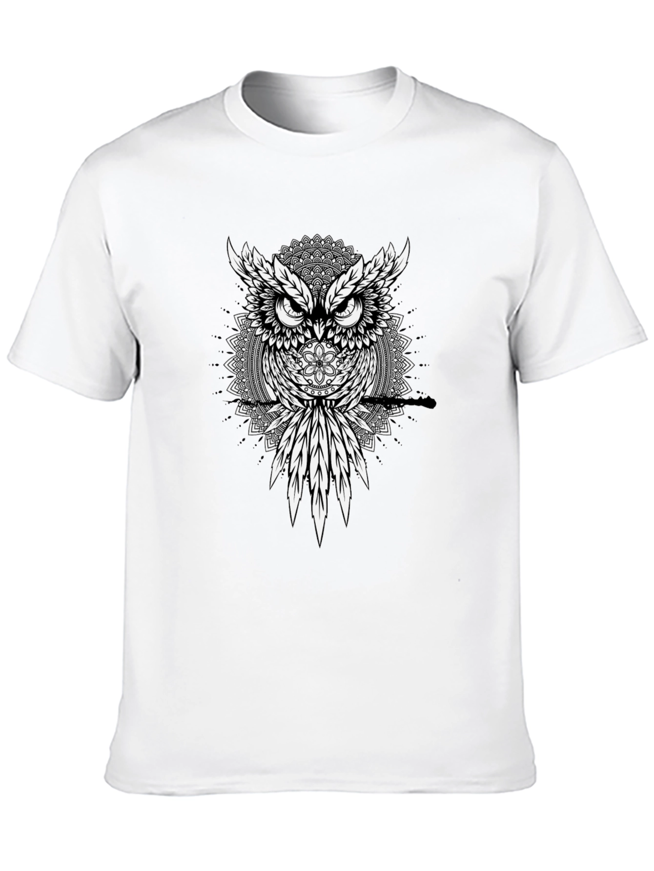 Owl Mandala Graphic Print Mens T-Shirt