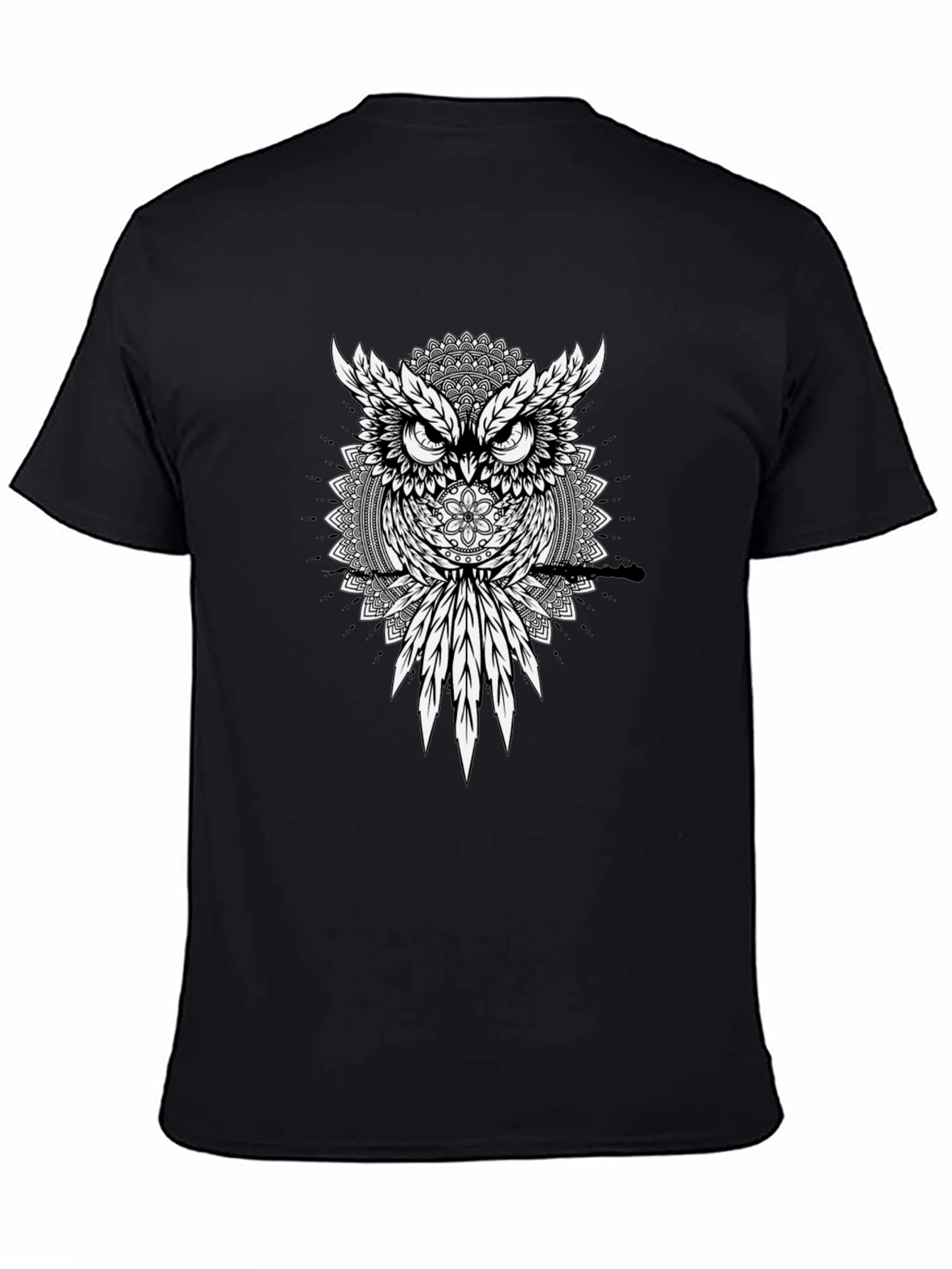 Owl Mandala Graphic Print Mens T-Shirt