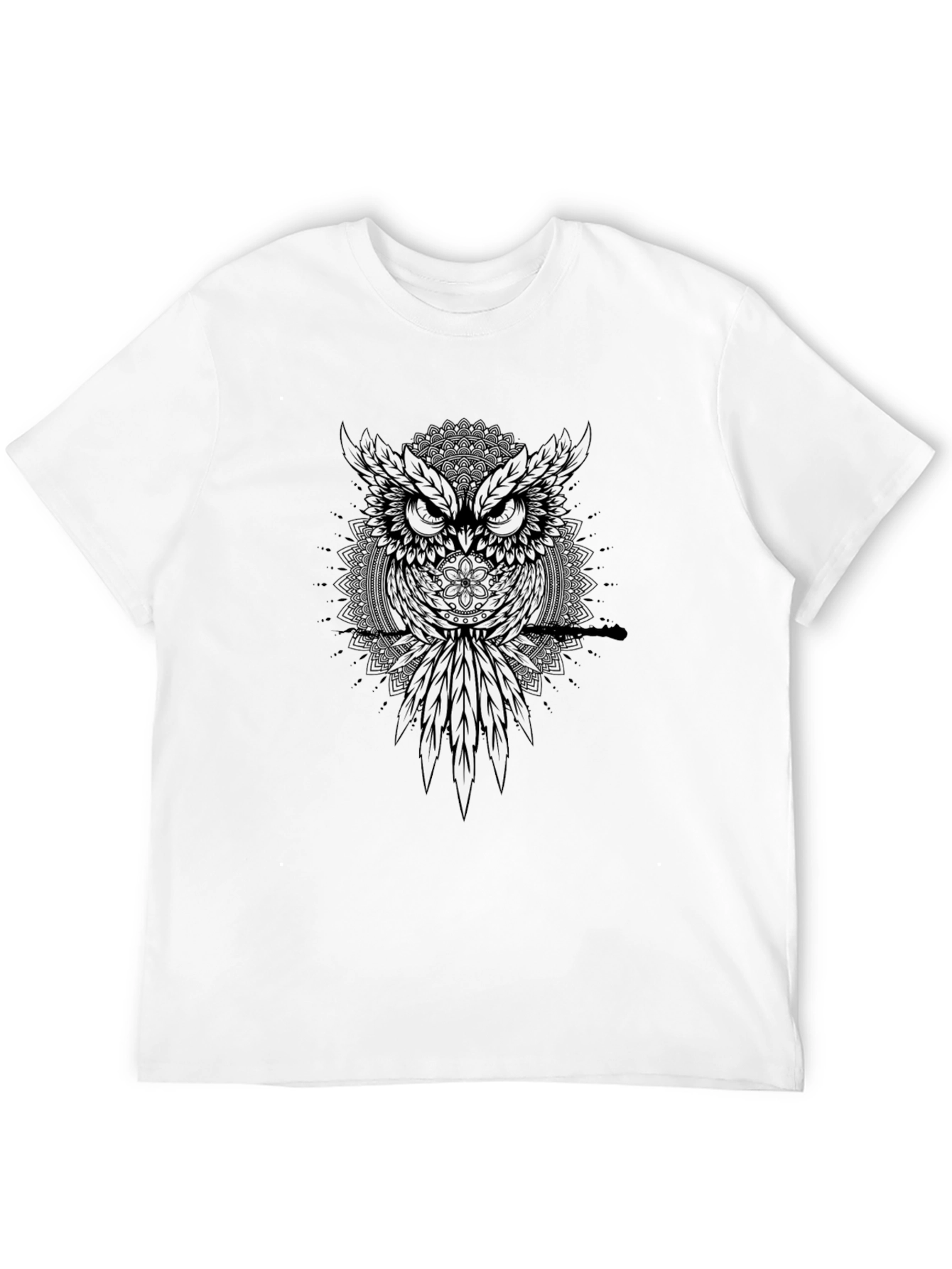 Owl Mandala Graphic Print Mens T-Shirt