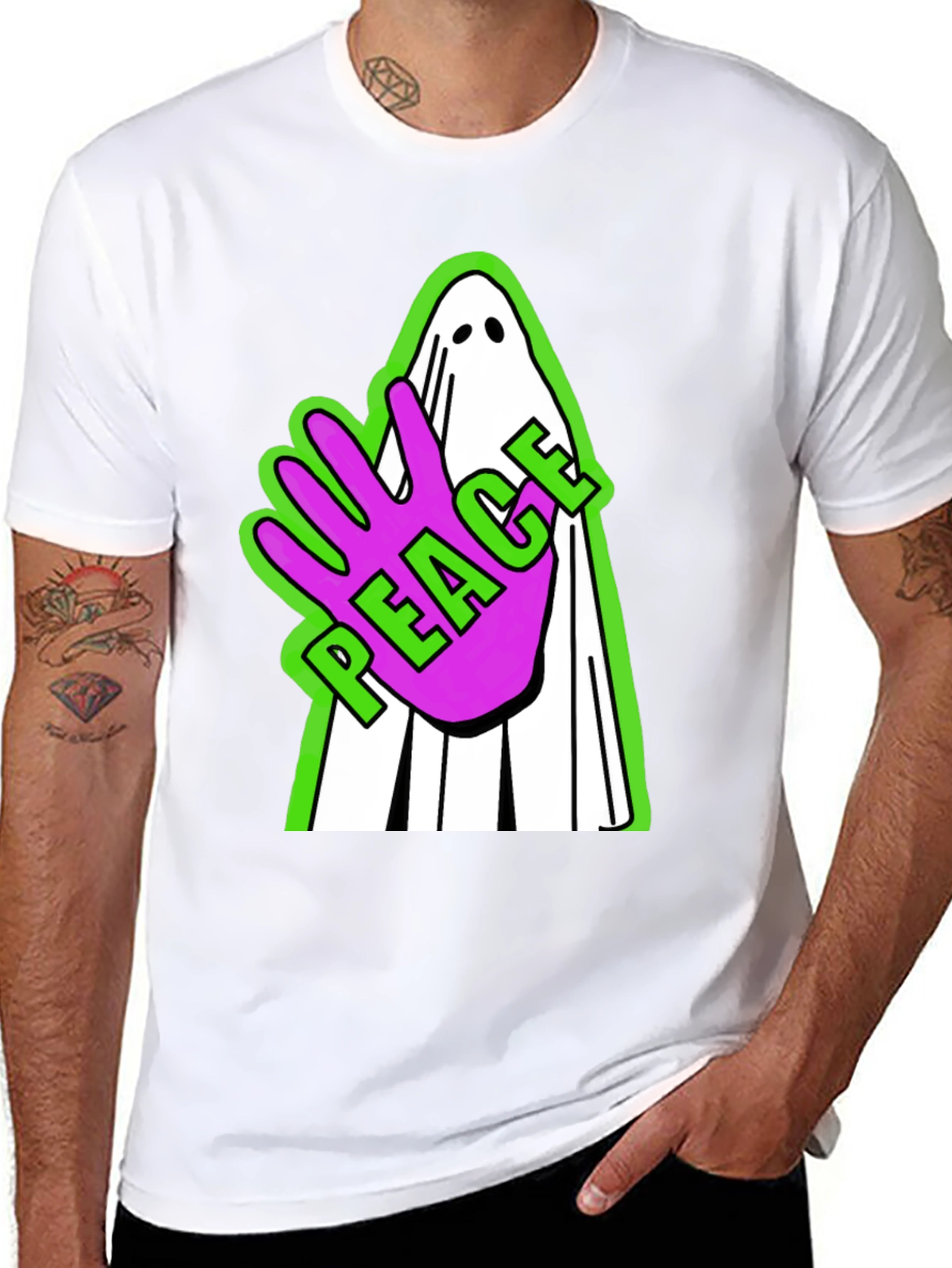 Peace Ghost Graphic T-Shirt