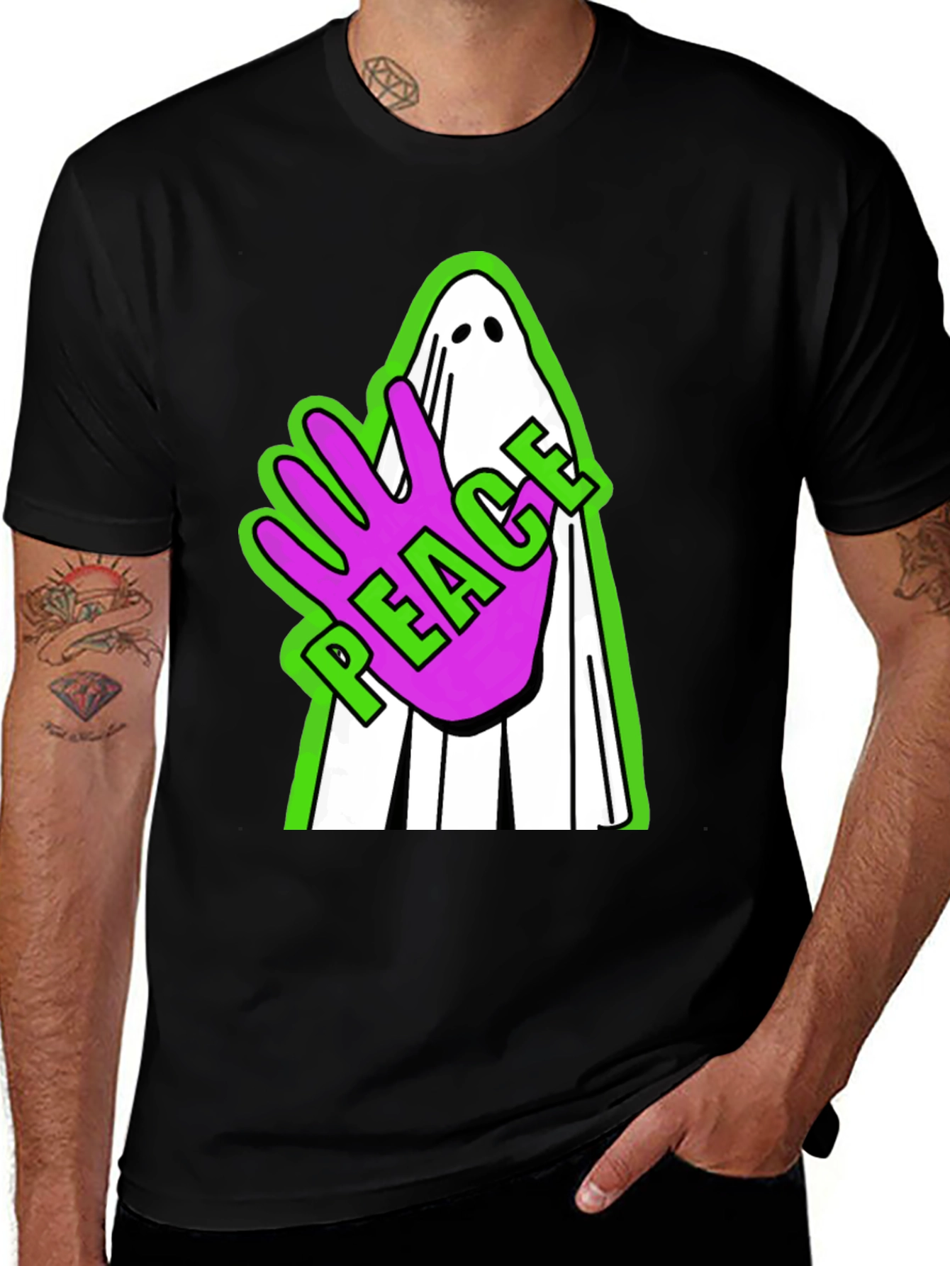 Peace Ghost Graphic T-Shirt