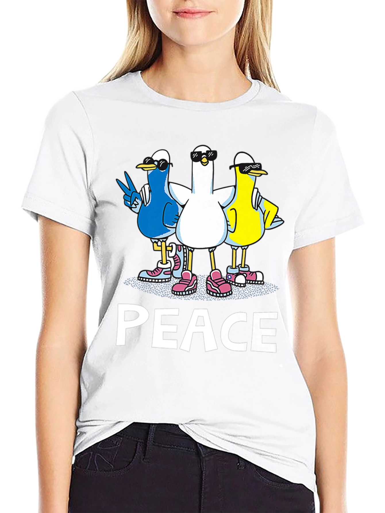 Peace Ducks Black T-Shirt - Cool Graphic Tee
