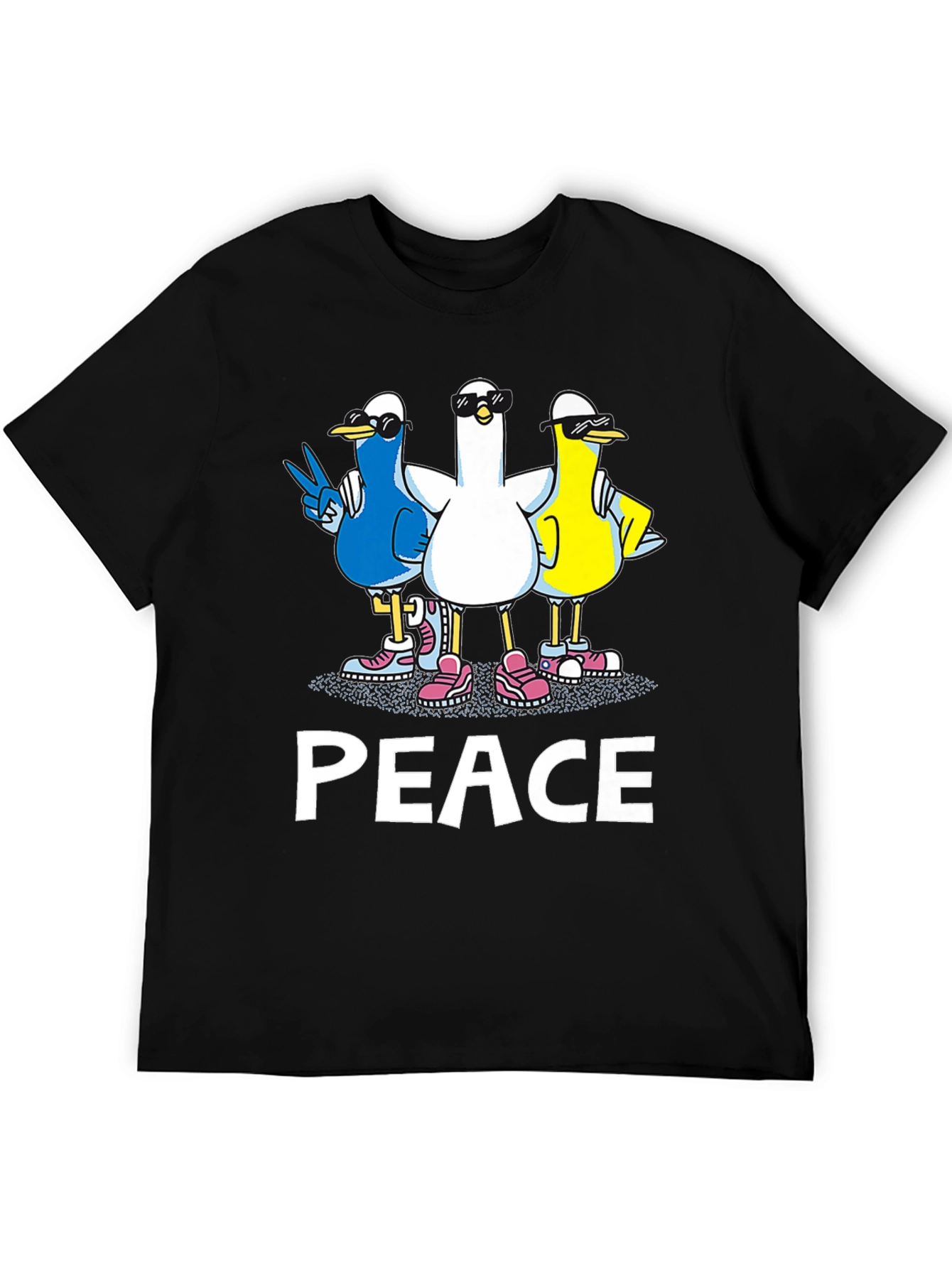 Peace Ducks Black T-Shirt - Cool Graphic Tee