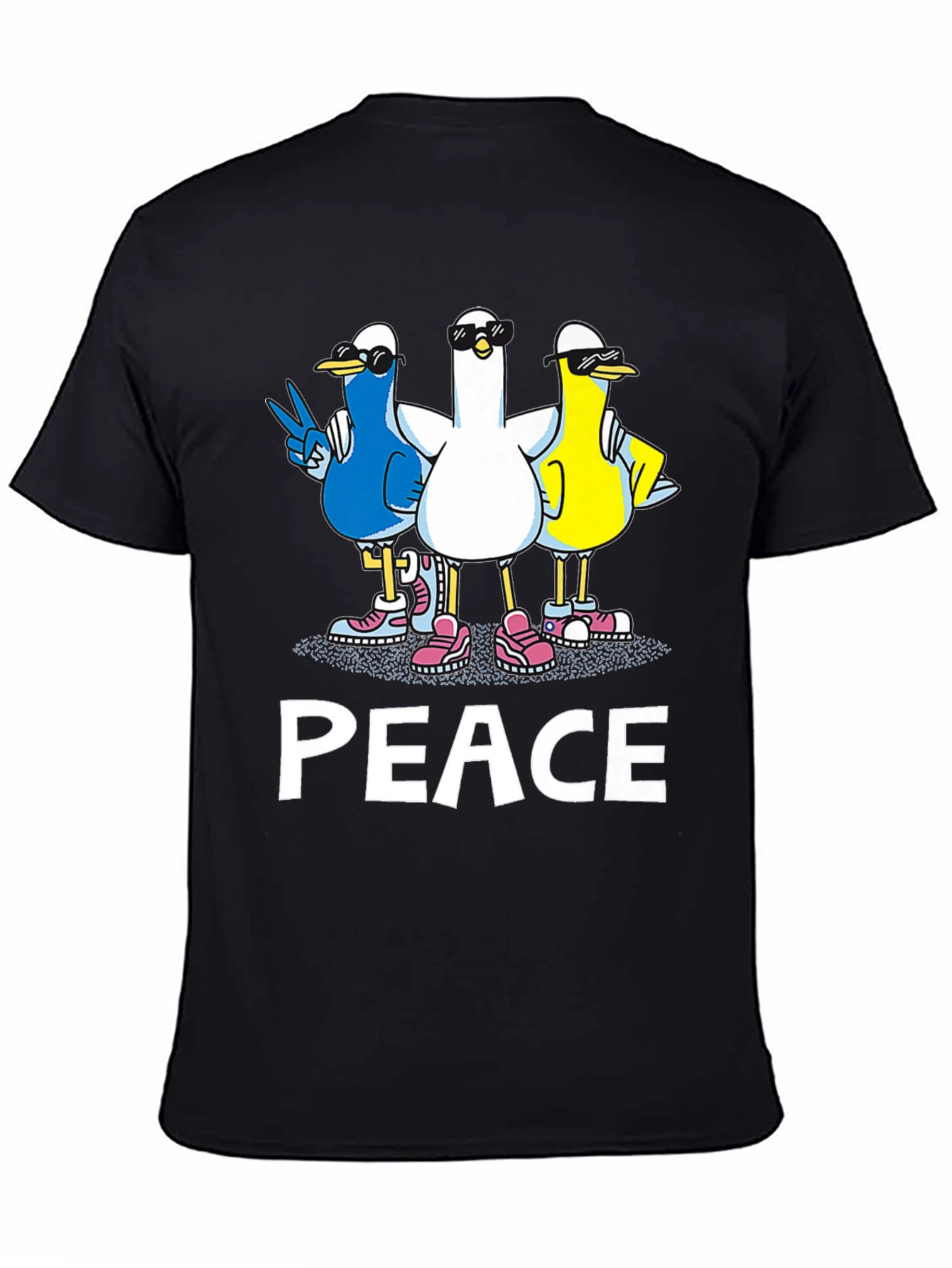 Peace Ducks Black T-Shirt - Cool Graphic Tee