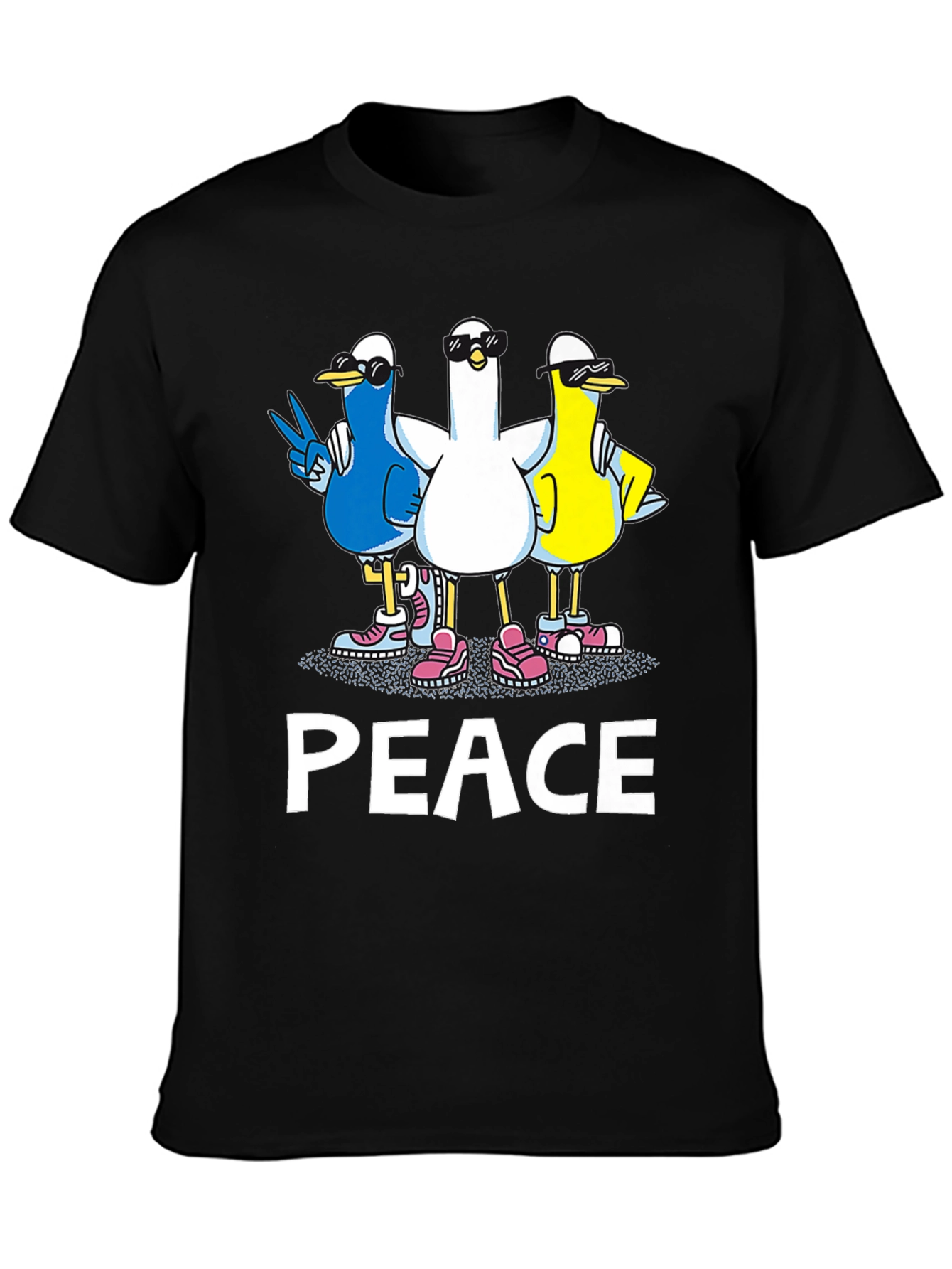 Peace Ducks Black T-Shirt - Cool Graphic Tee