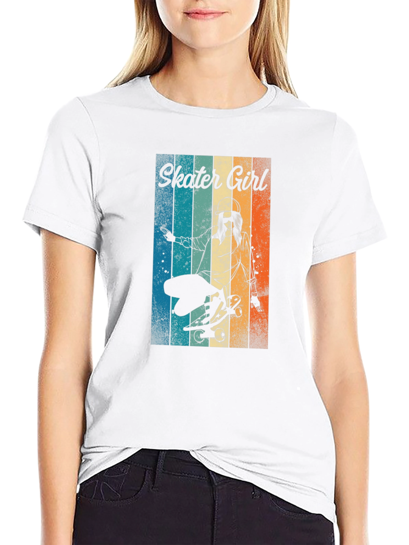 Skater Girl Retro T-Shirt - Cool Skateboard Design