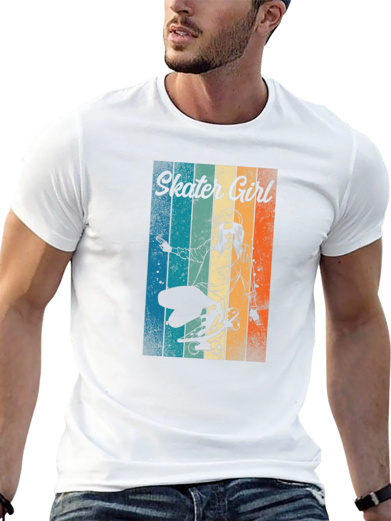 Skater Girl Retro T-Shirt - Cool Skateboard Design