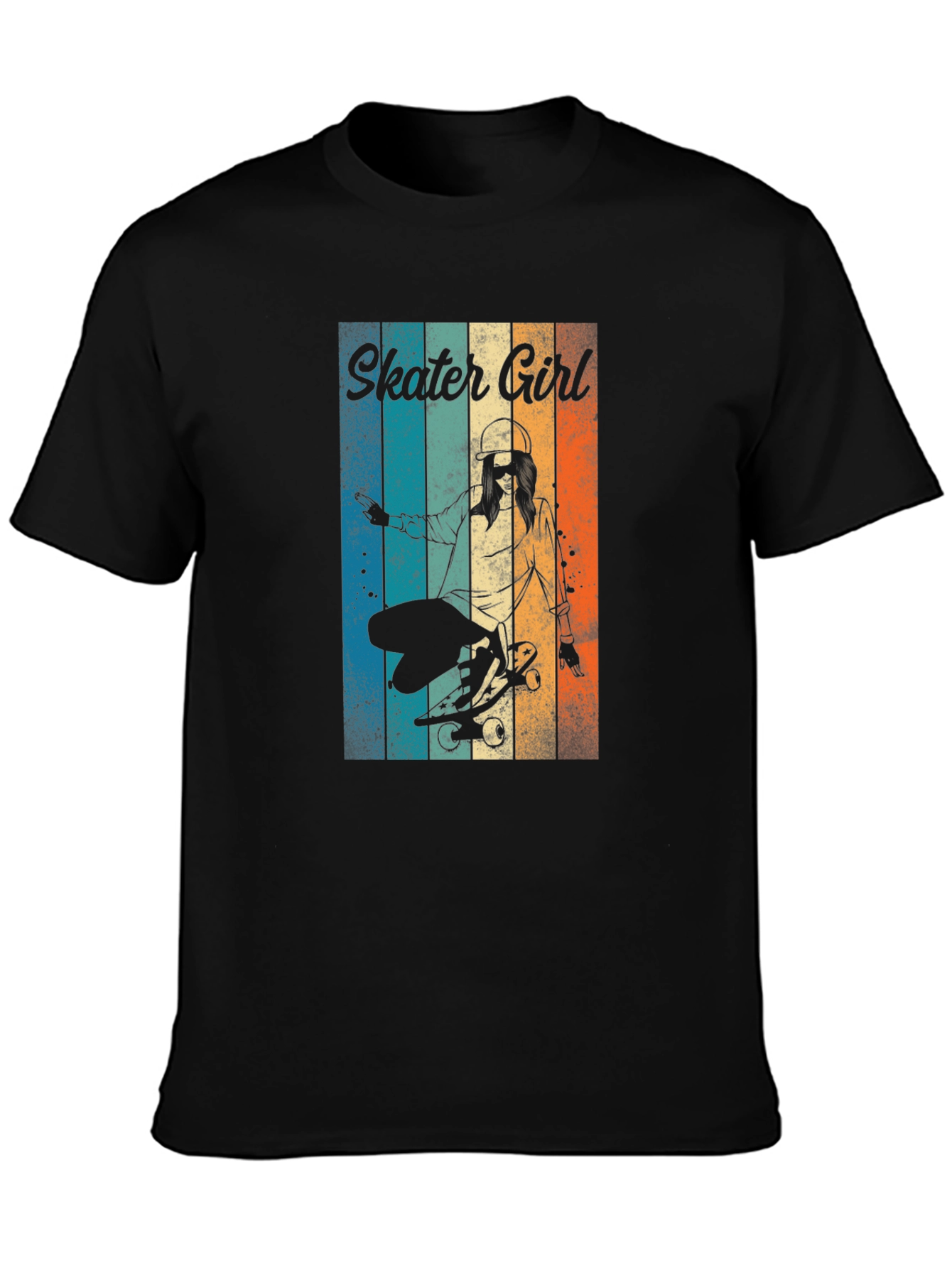 Skater Girl Retro T-Shirt - Cool Skateboard Design