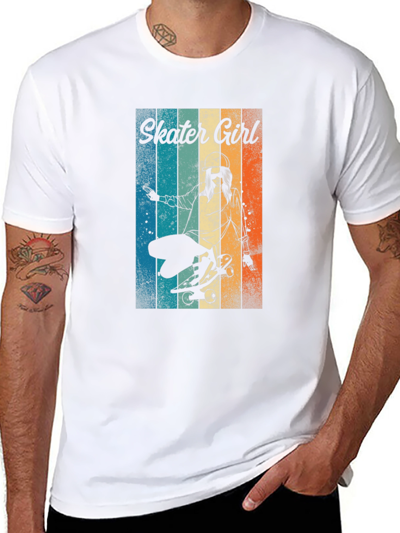 Skater Girl Retro T-Shirt - Cool Skateboard Design