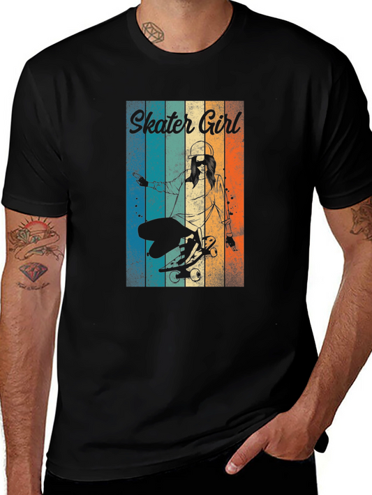 Skater Girl Retro T-Shirt - Cool Skateboard Design