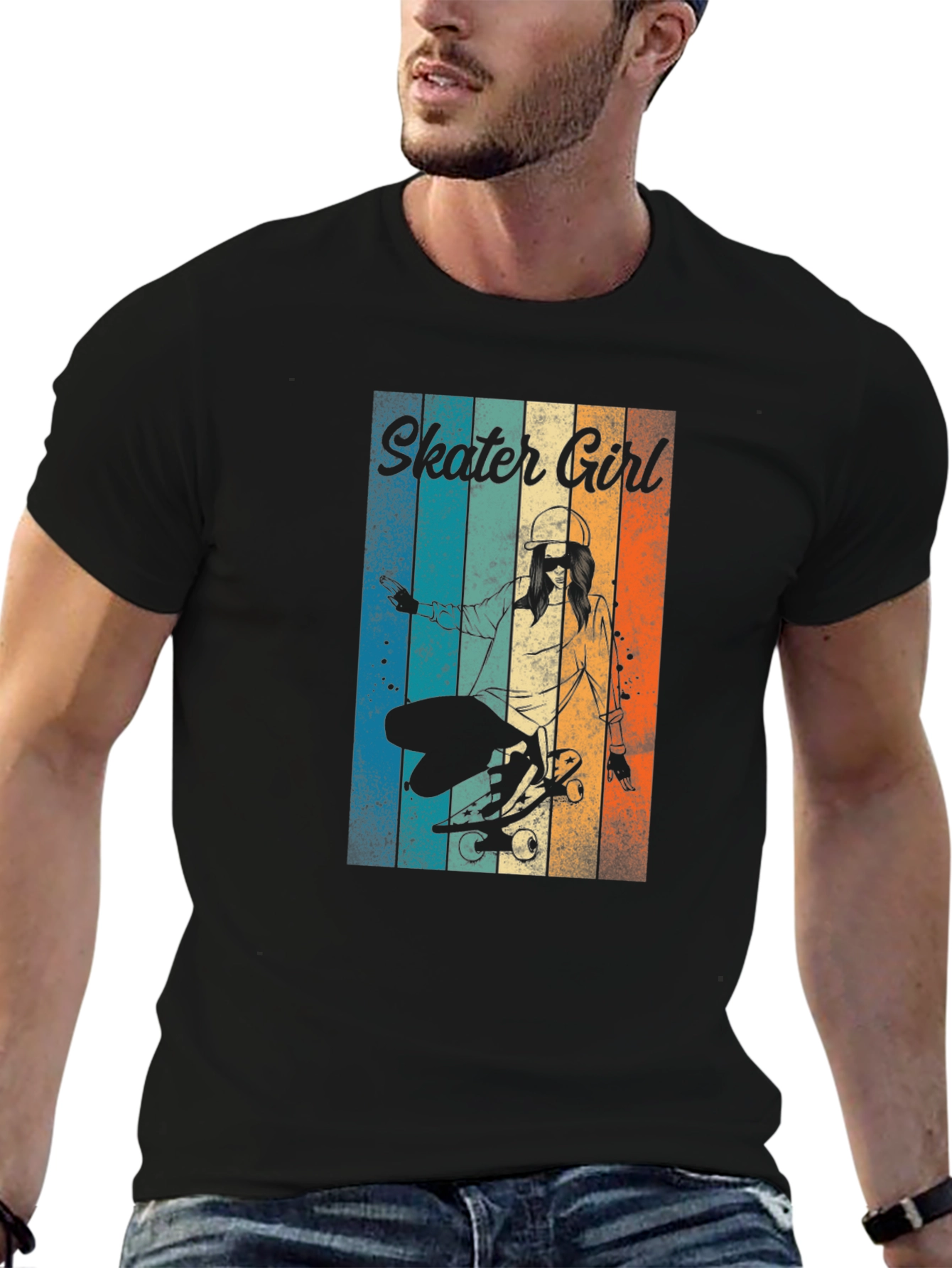 Skater Girl Retro T-Shirt - Cool Skateboard Design