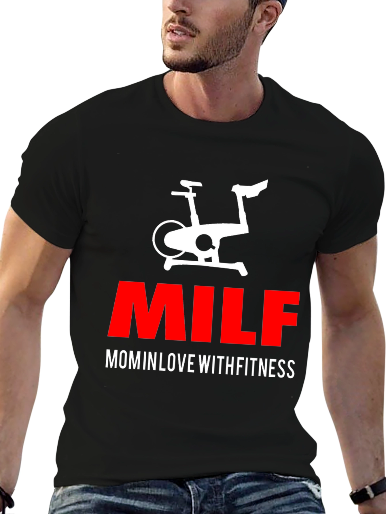 MILF Mom in Love With Fitness Black T-Shirt