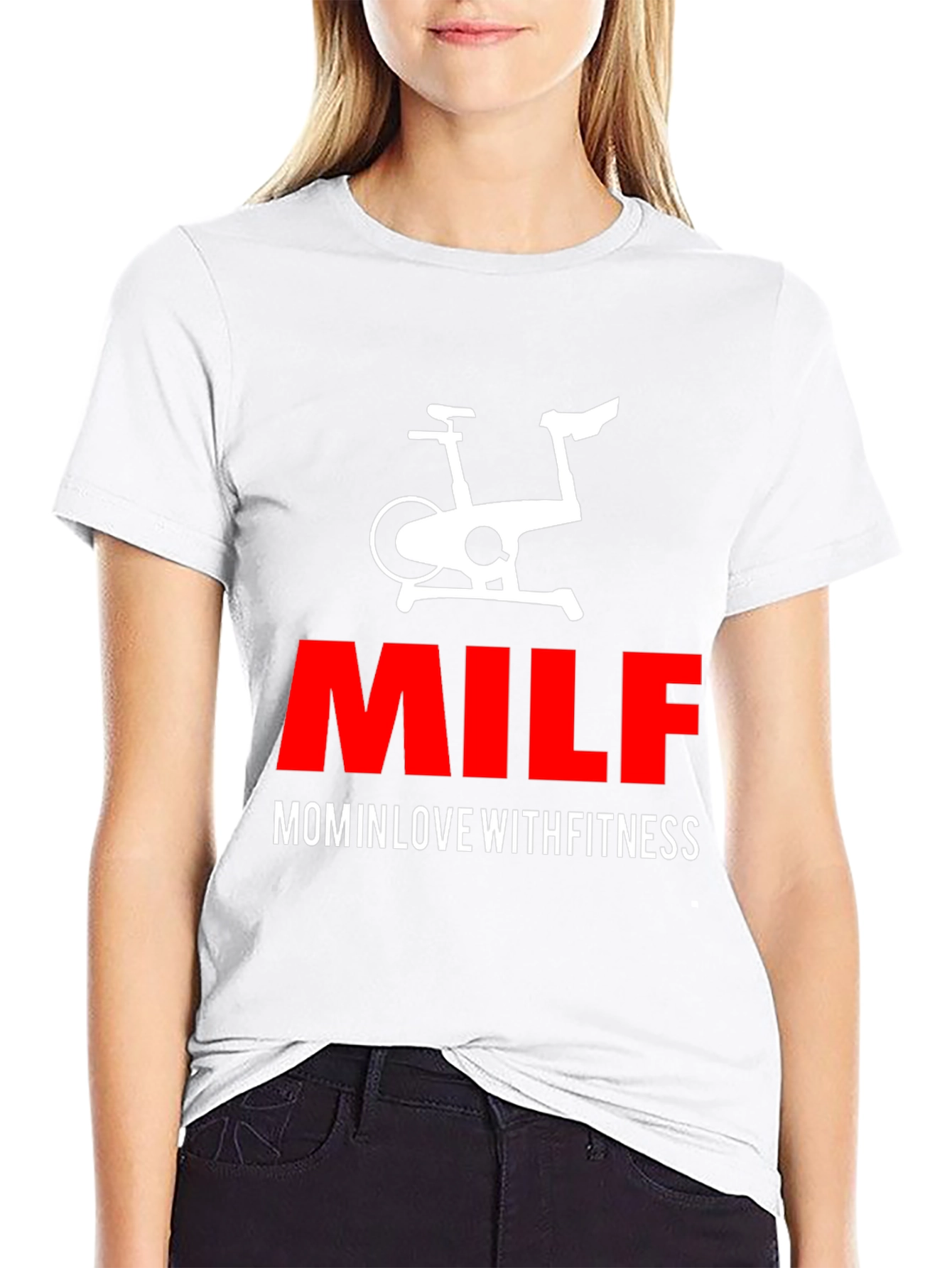 MILF Mom in Love With Fitness Black T-Shirt