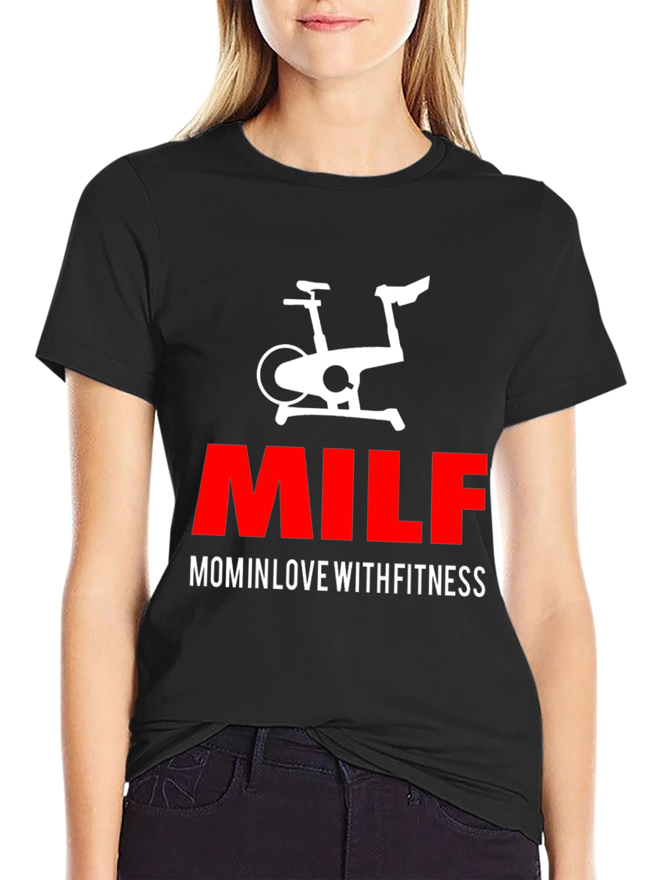 MILF Mom in Love With Fitness Black T-Shirt