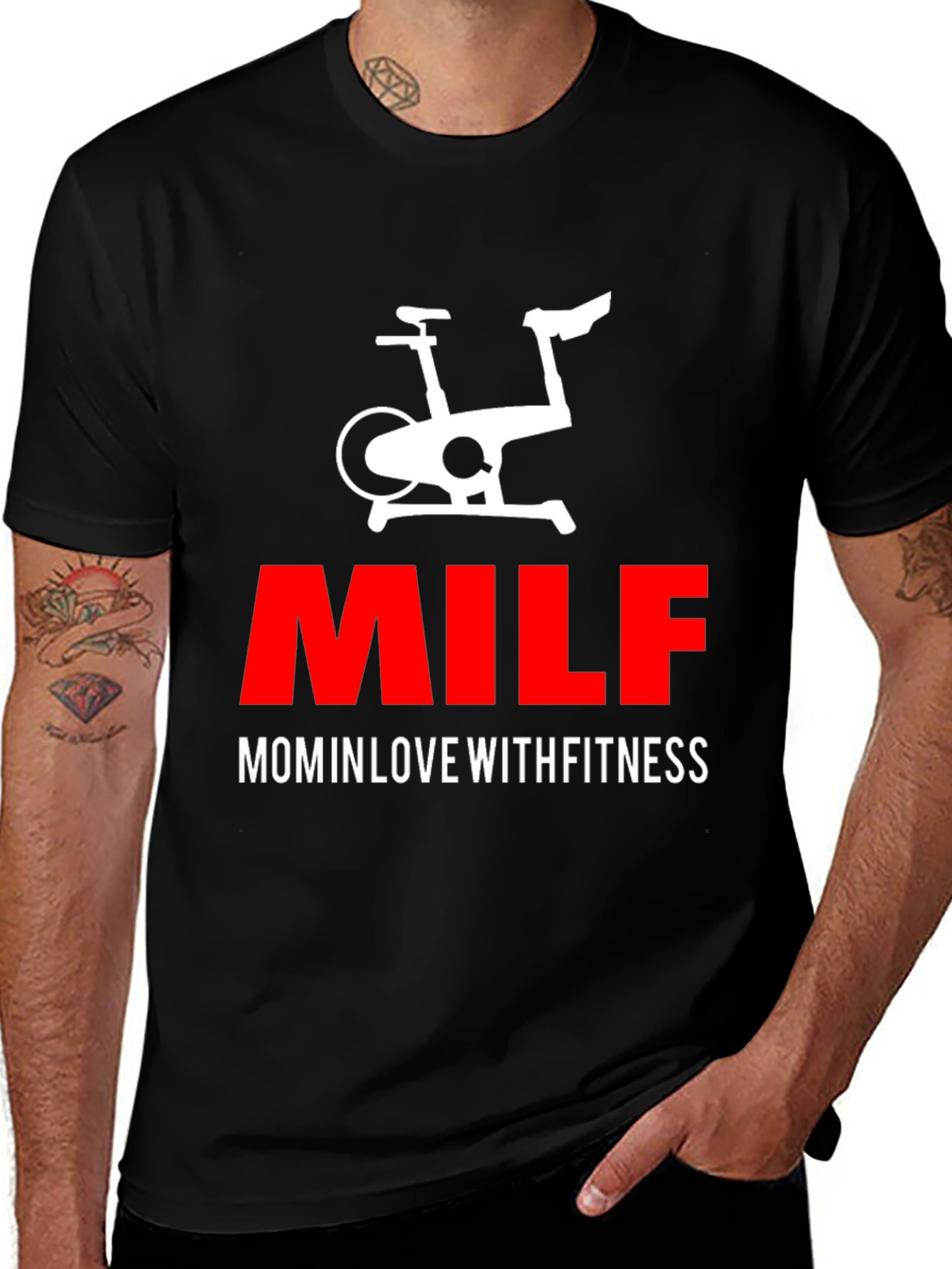 MILF Mom in Love With Fitness Black T-Shirt