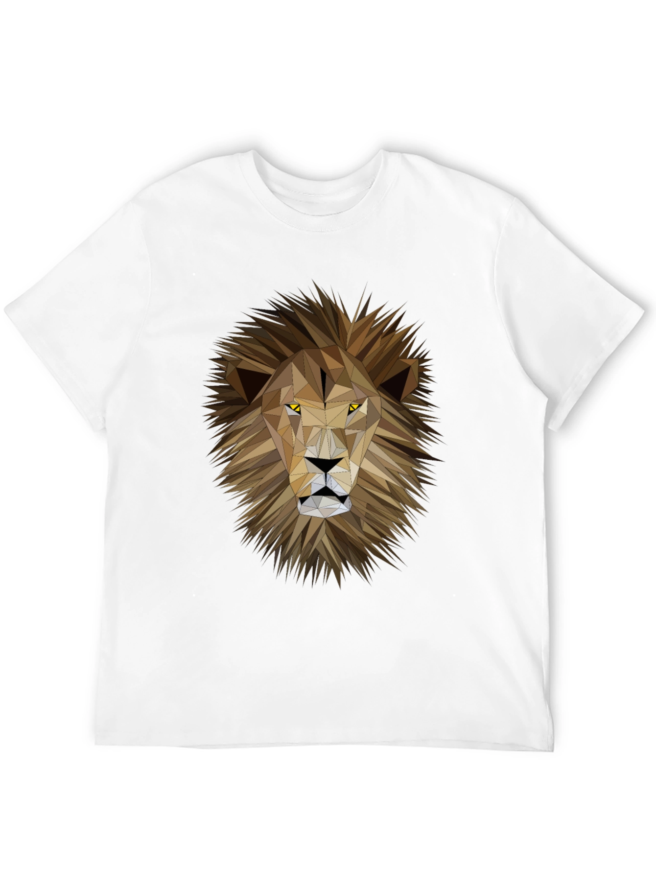 Geometric Lion Graphic Print Black T-Shirt