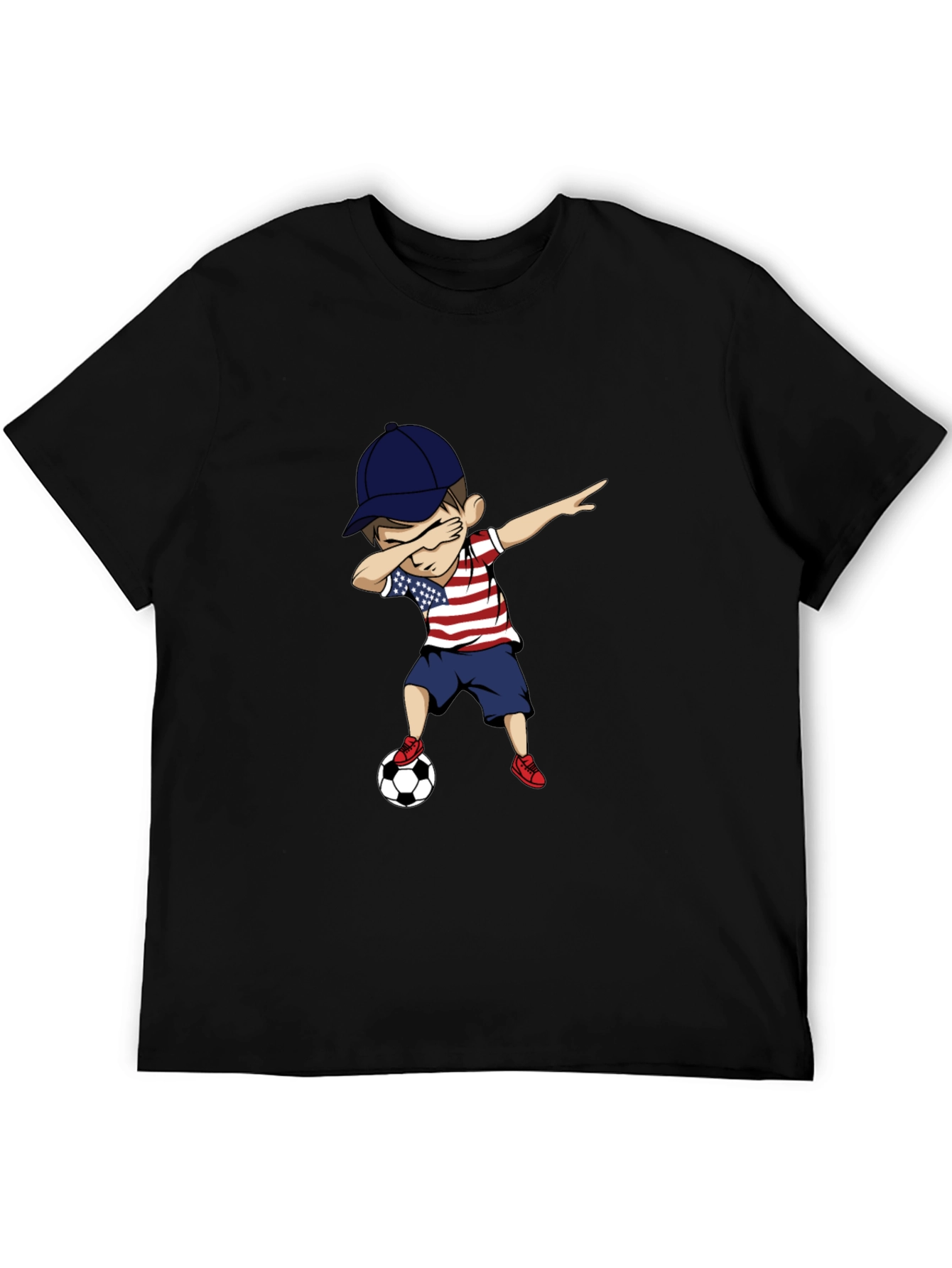 Dabbing Kid Soccer USA Patriotic T-Shirt