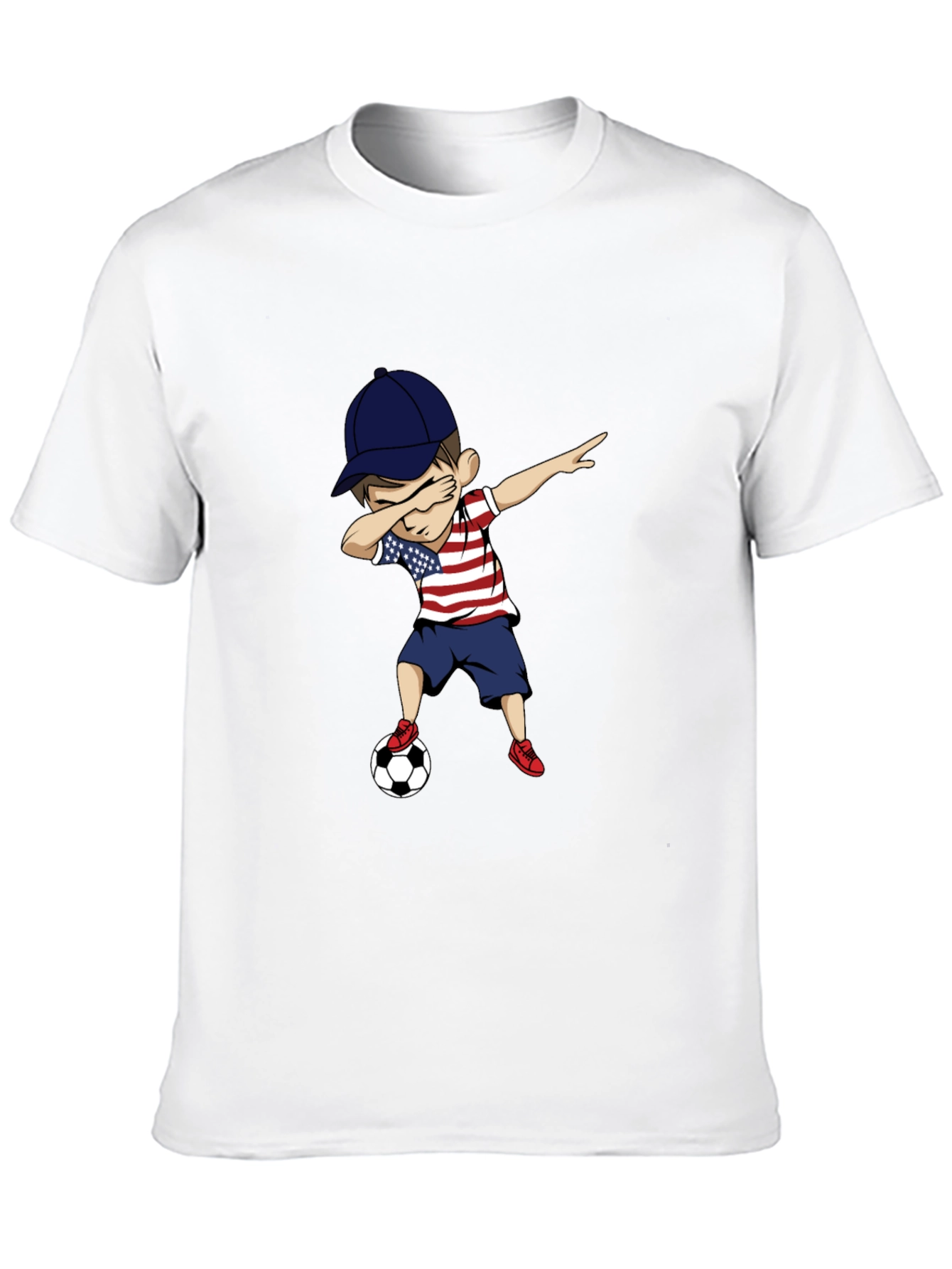 Dabbing Kid Soccer USA Patriotic T-Shirt