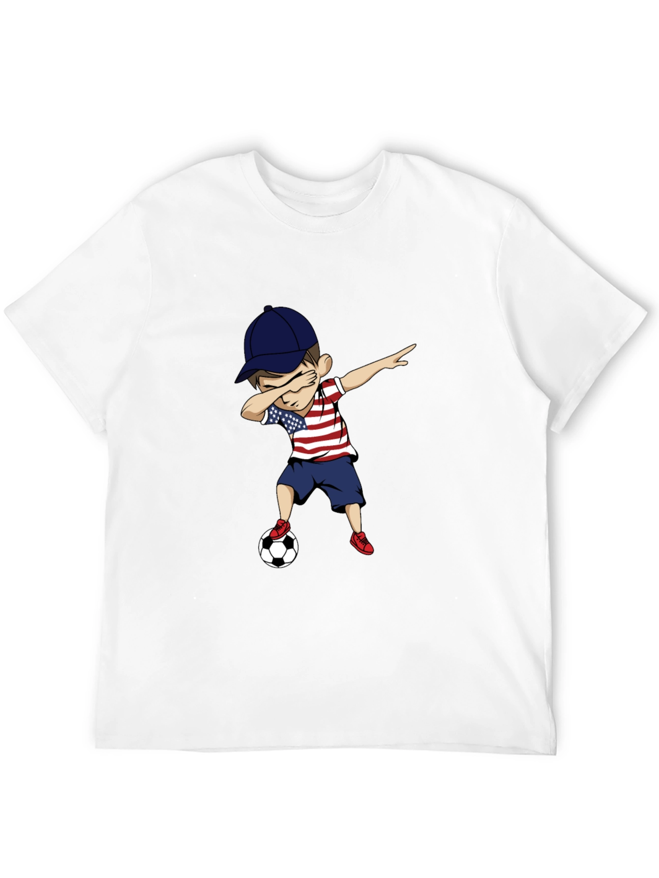 Dabbing Kid Soccer USA Patriotic T-Shirt