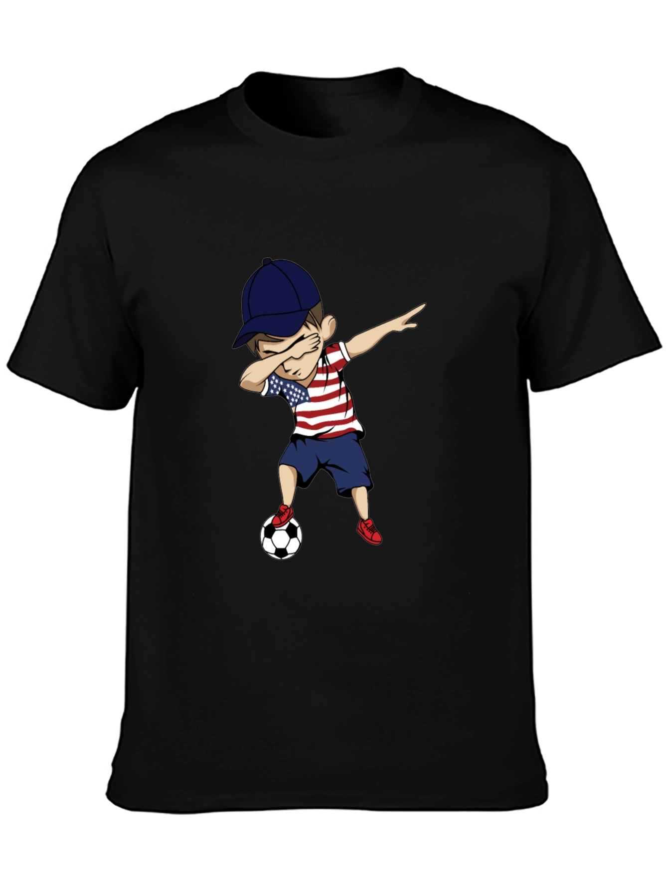 Dabbing Kid Soccer USA Patriotic T-Shirt