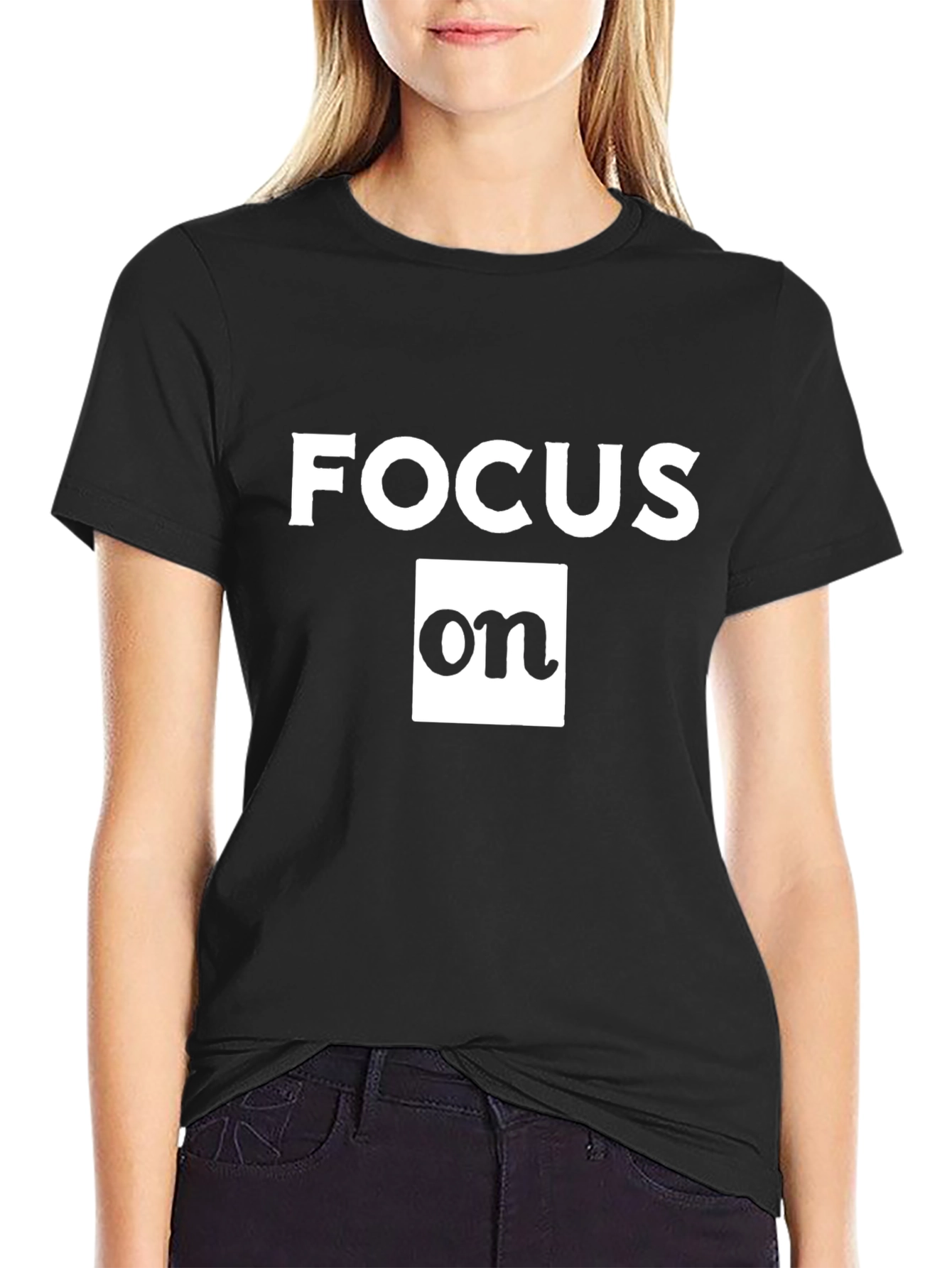 Focus On Graphic Tee - Stylish Black T-Shirt