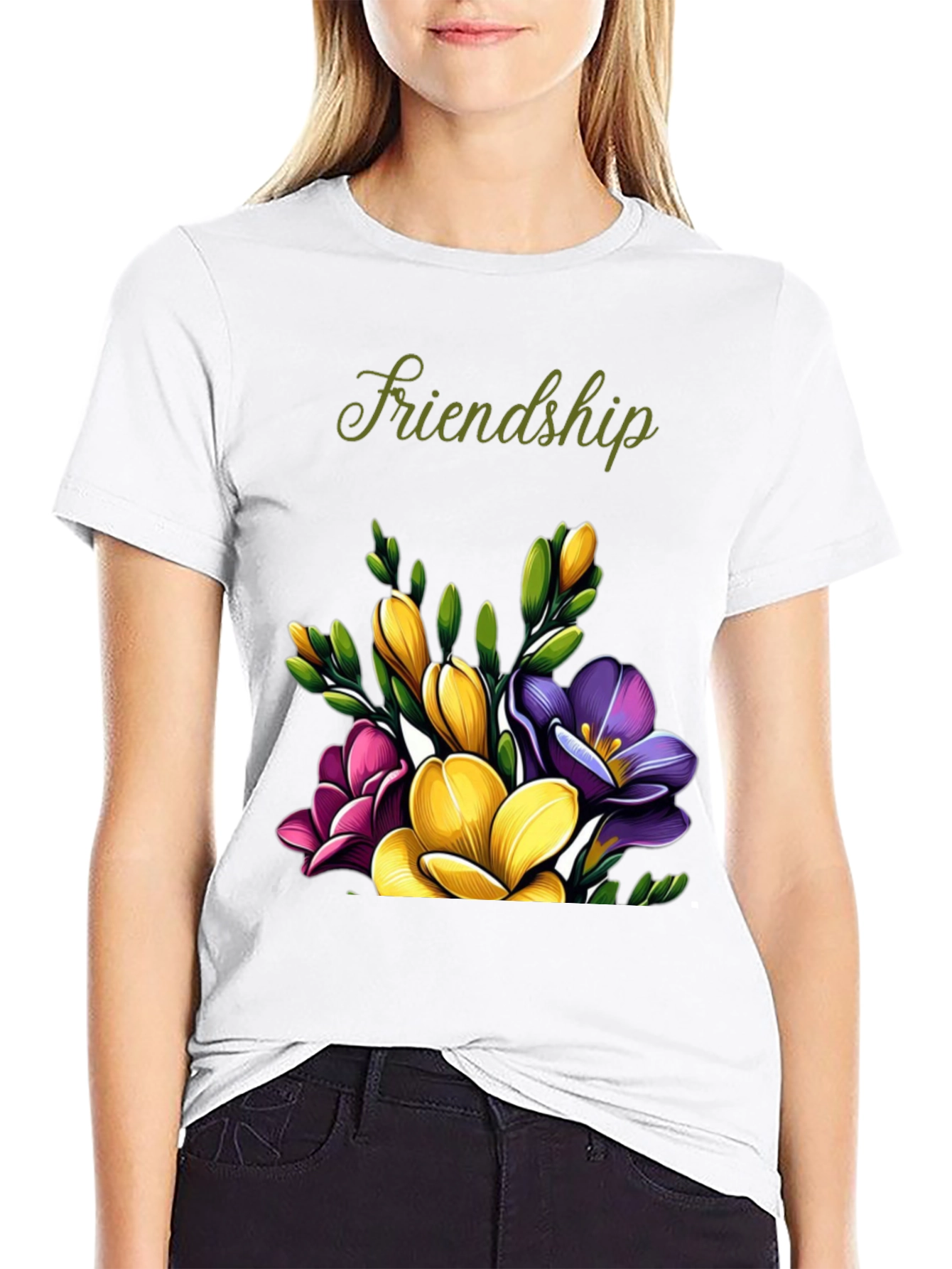 Friendship Floral T-Shirt - Black