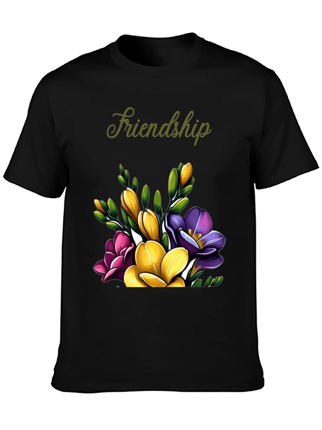 Friendship Floral T-Shirt - Black