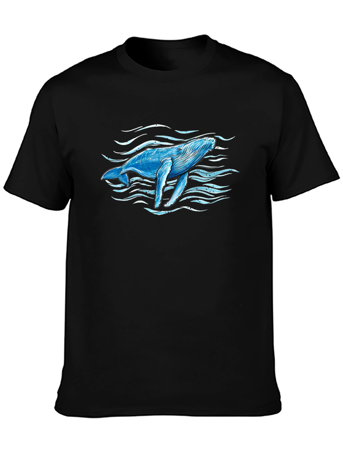 Whale Graphic Print Black T-Shirt