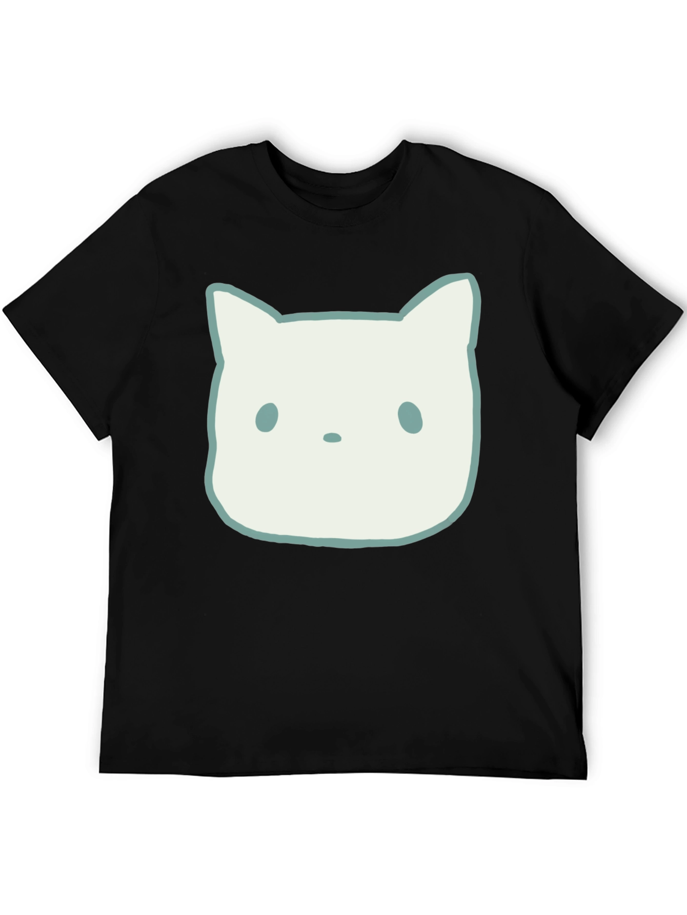 Cute Cat Face Graphic Tee - Black Unisex T-Shirt