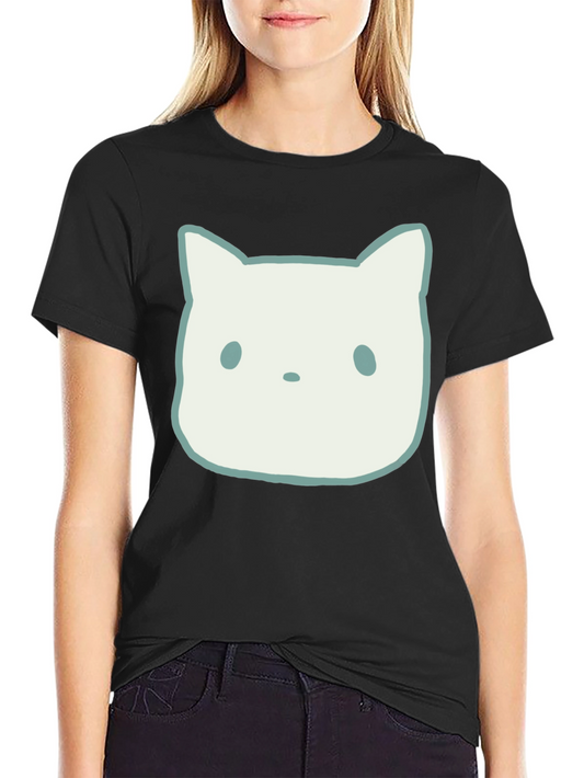 Cute Cat Face Graphic Tee - Black Unisex T-Shirt