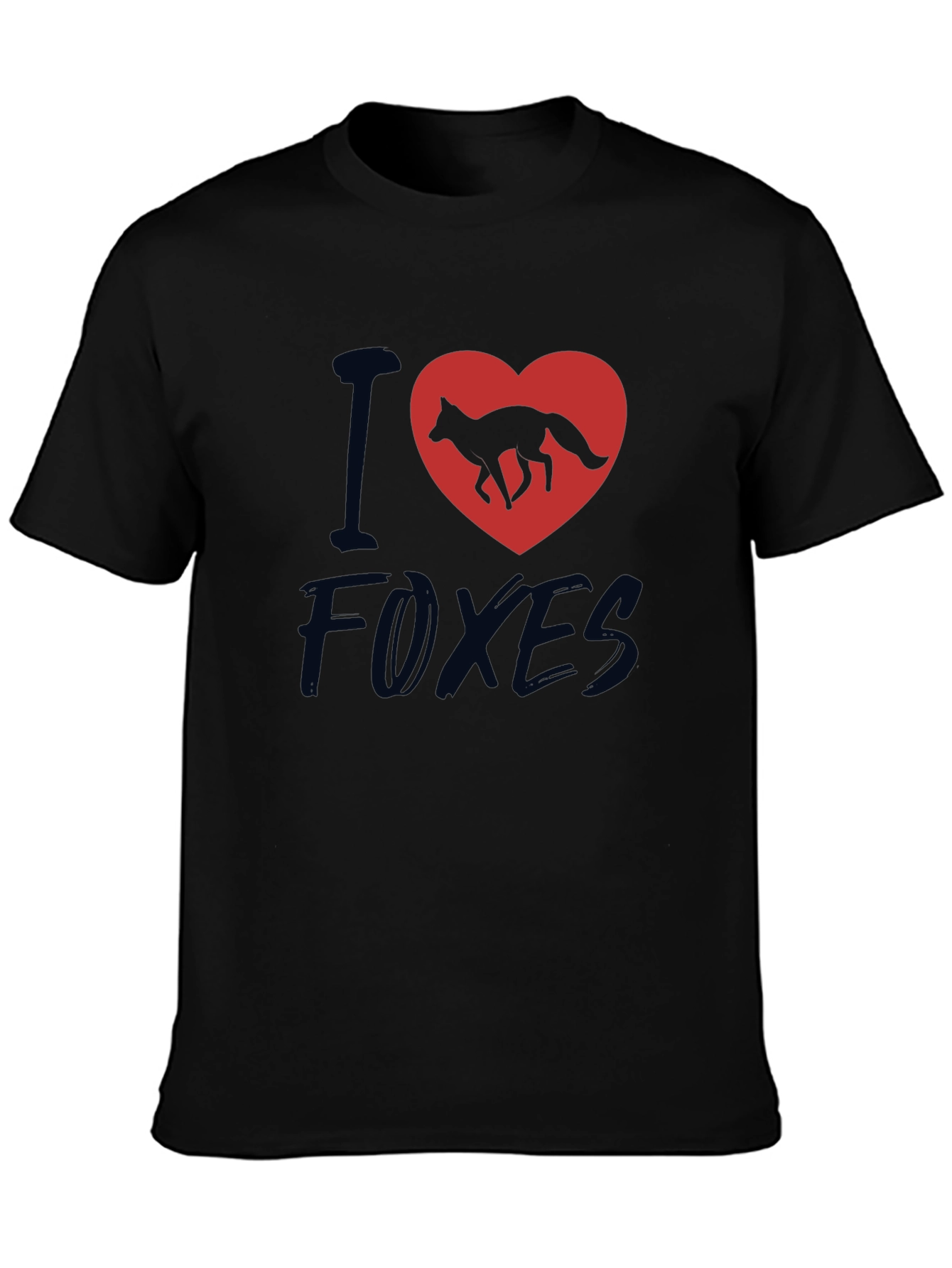 I Heart Foxes T-Shirt - Black Cotton Tee