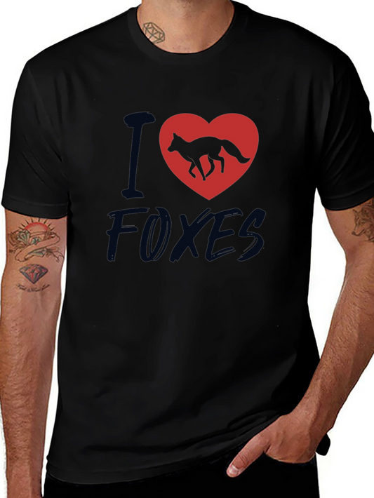 I Heart Foxes T-Shirt - Black Cotton Tee