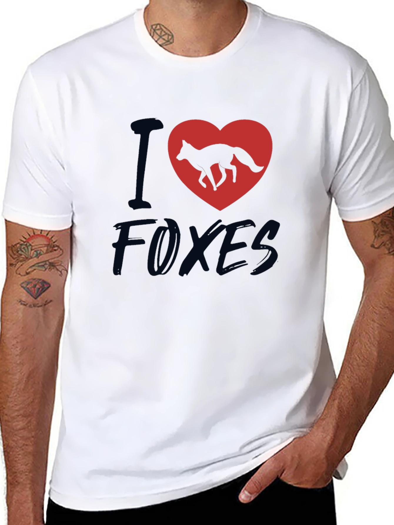 I Heart Foxes T-Shirt - Black Cotton Tee