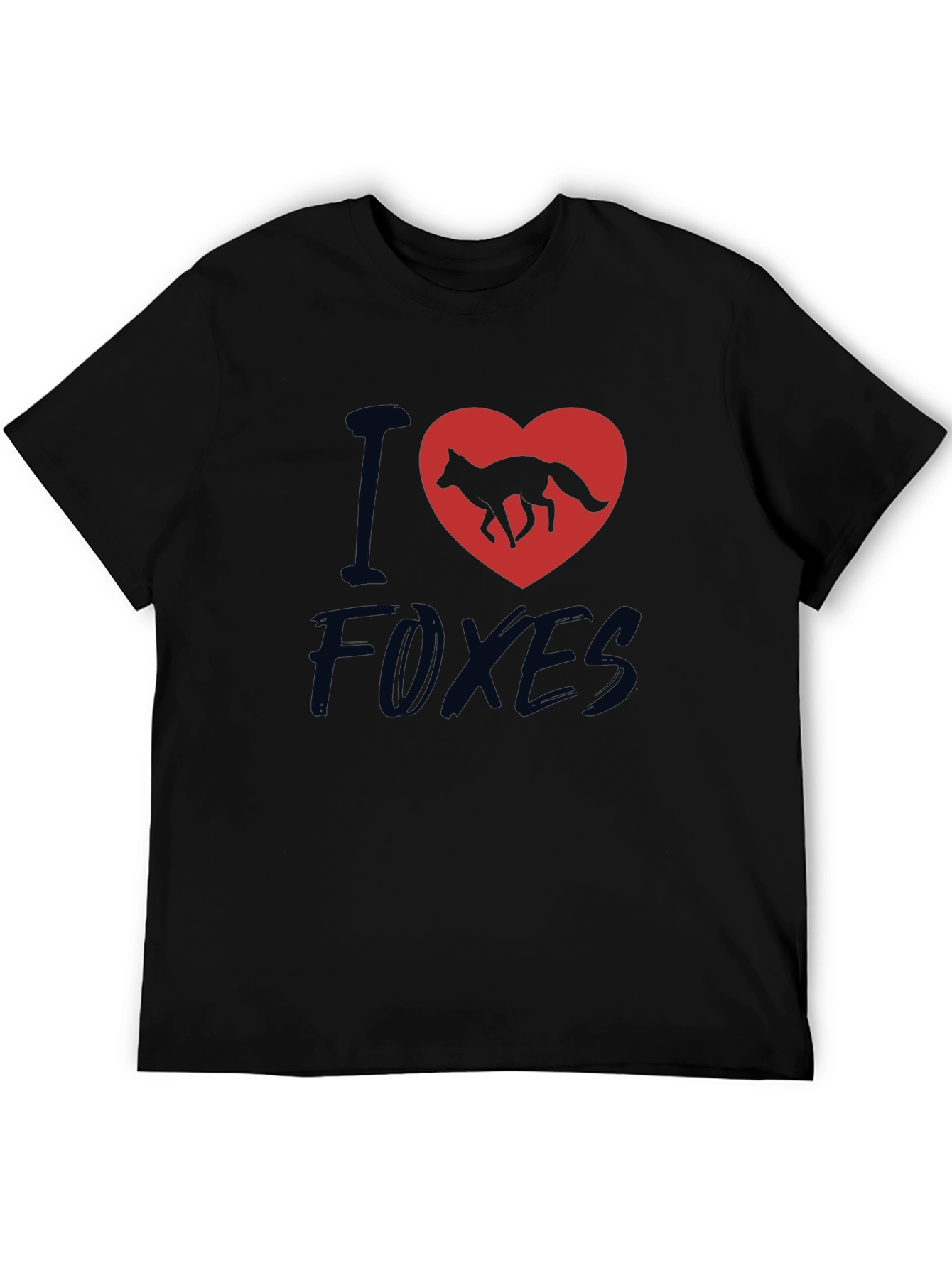 I Heart Foxes T-Shirt - Black Cotton Tee