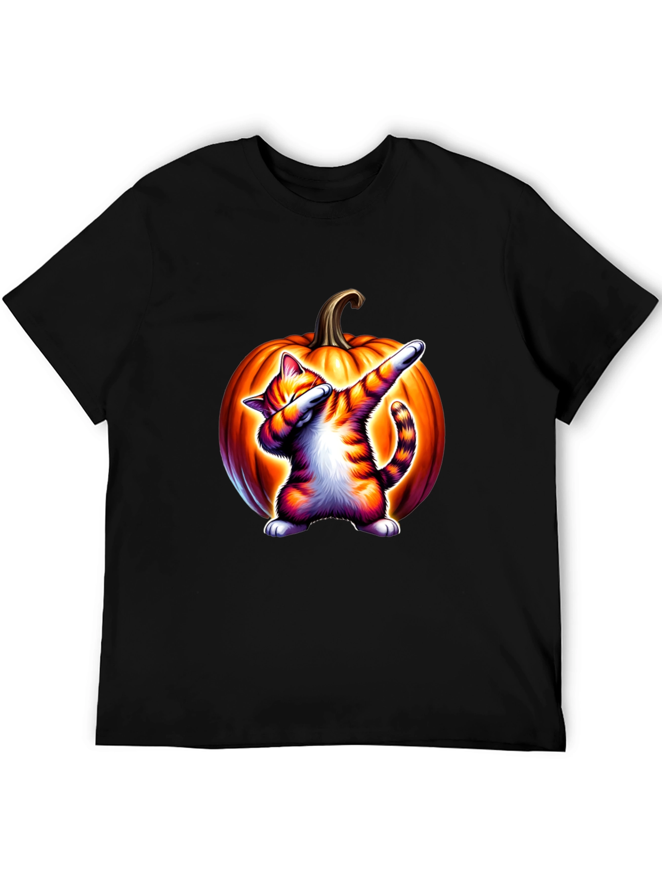 Dabbing Cat Pumpkin Halloween T-Shirt