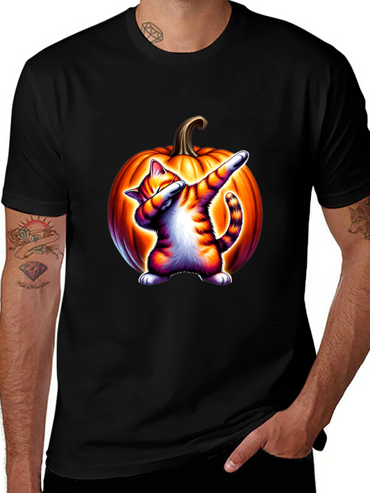 Dabbing Cat Pumpkin Halloween T-Shirt