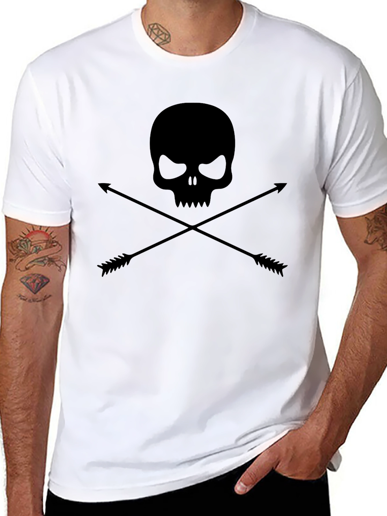 Skull & Arrows Graphic Tee - Mens Black T-Shirt