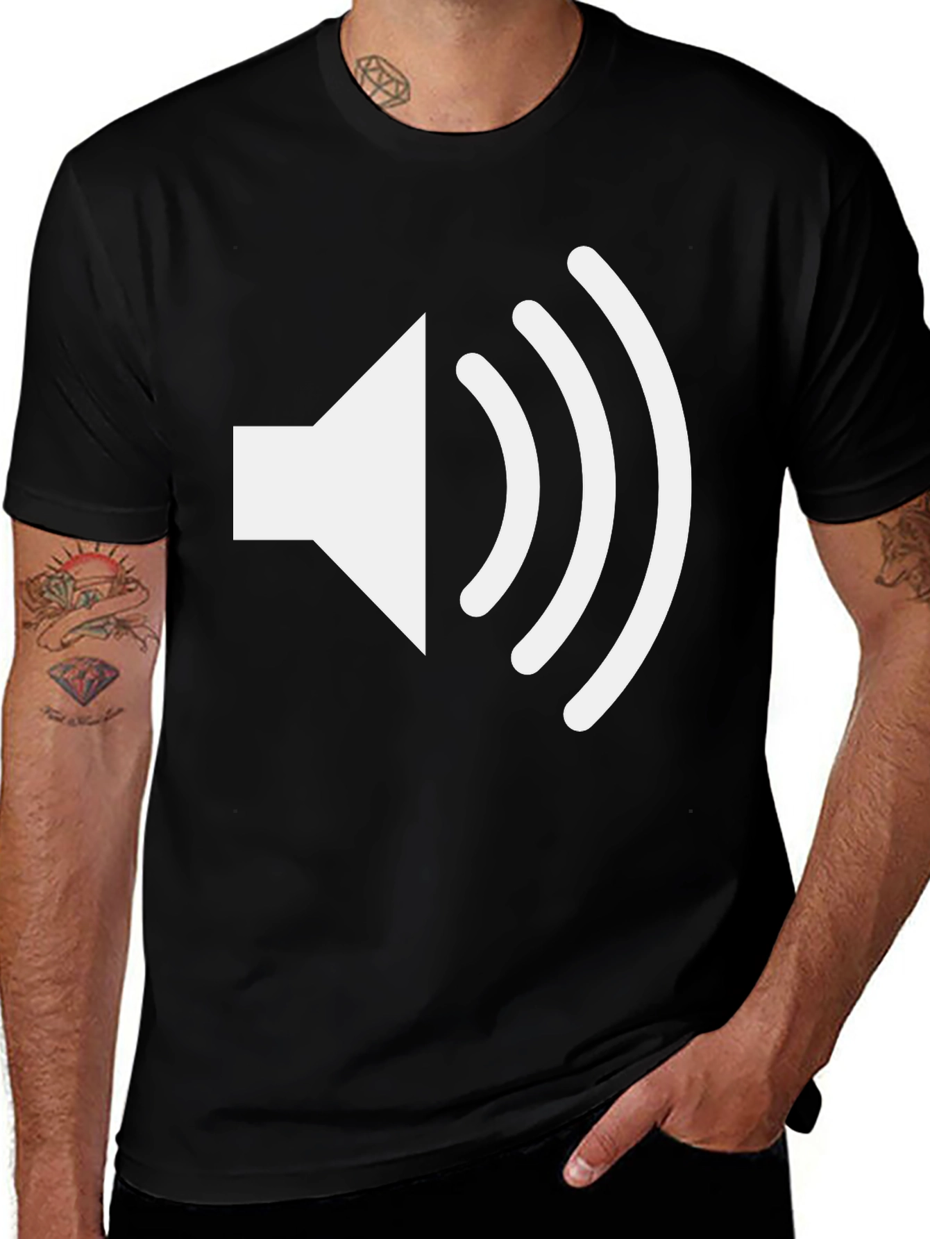 Sound Wave Graphic Tee - Black Cotton T-Shirt