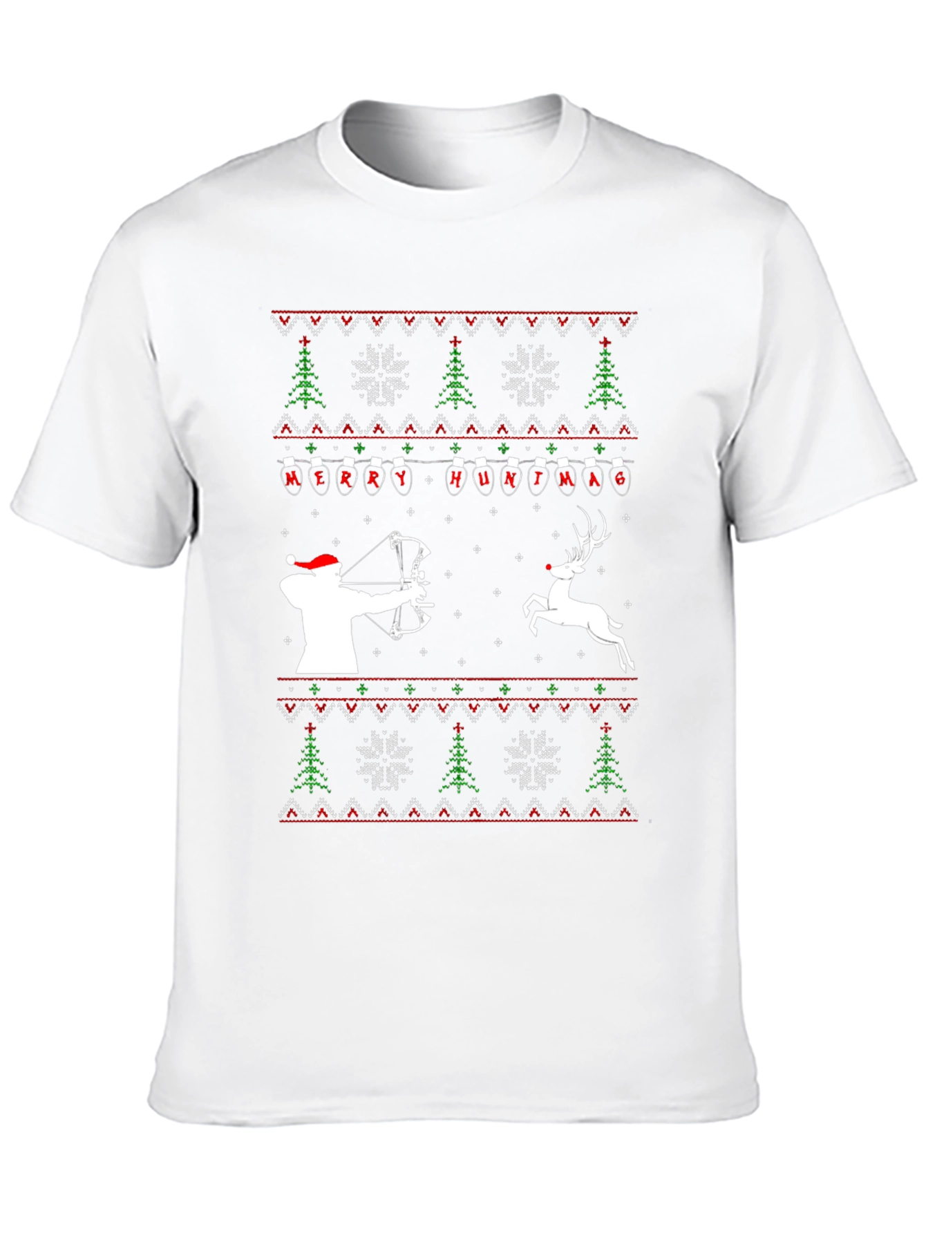Merry Huntmas T-Shirt - Ugly Christmas Sweater Style Tee