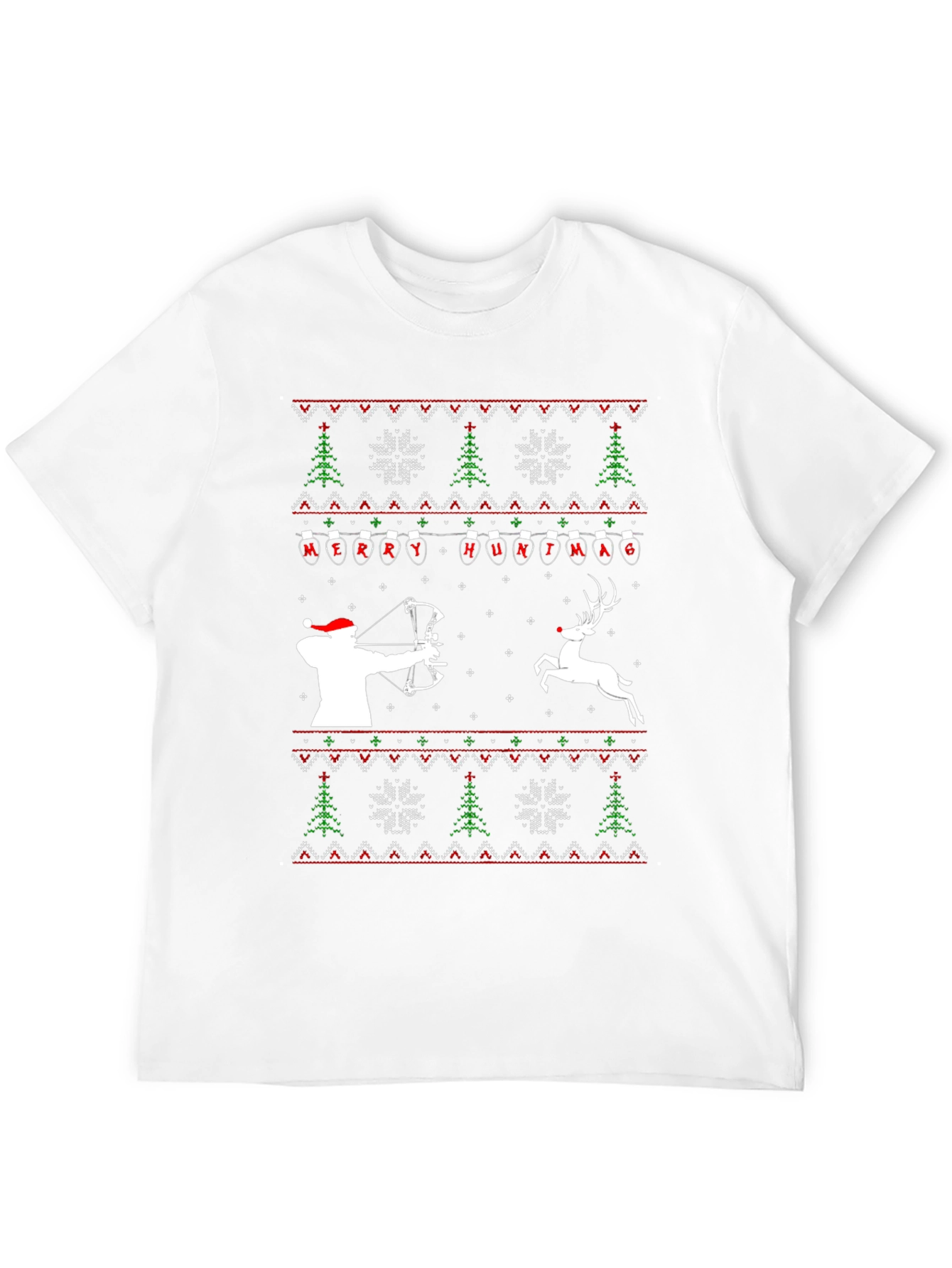 Merry Huntmas T-Shirt - Ugly Christmas Sweater Style Tee