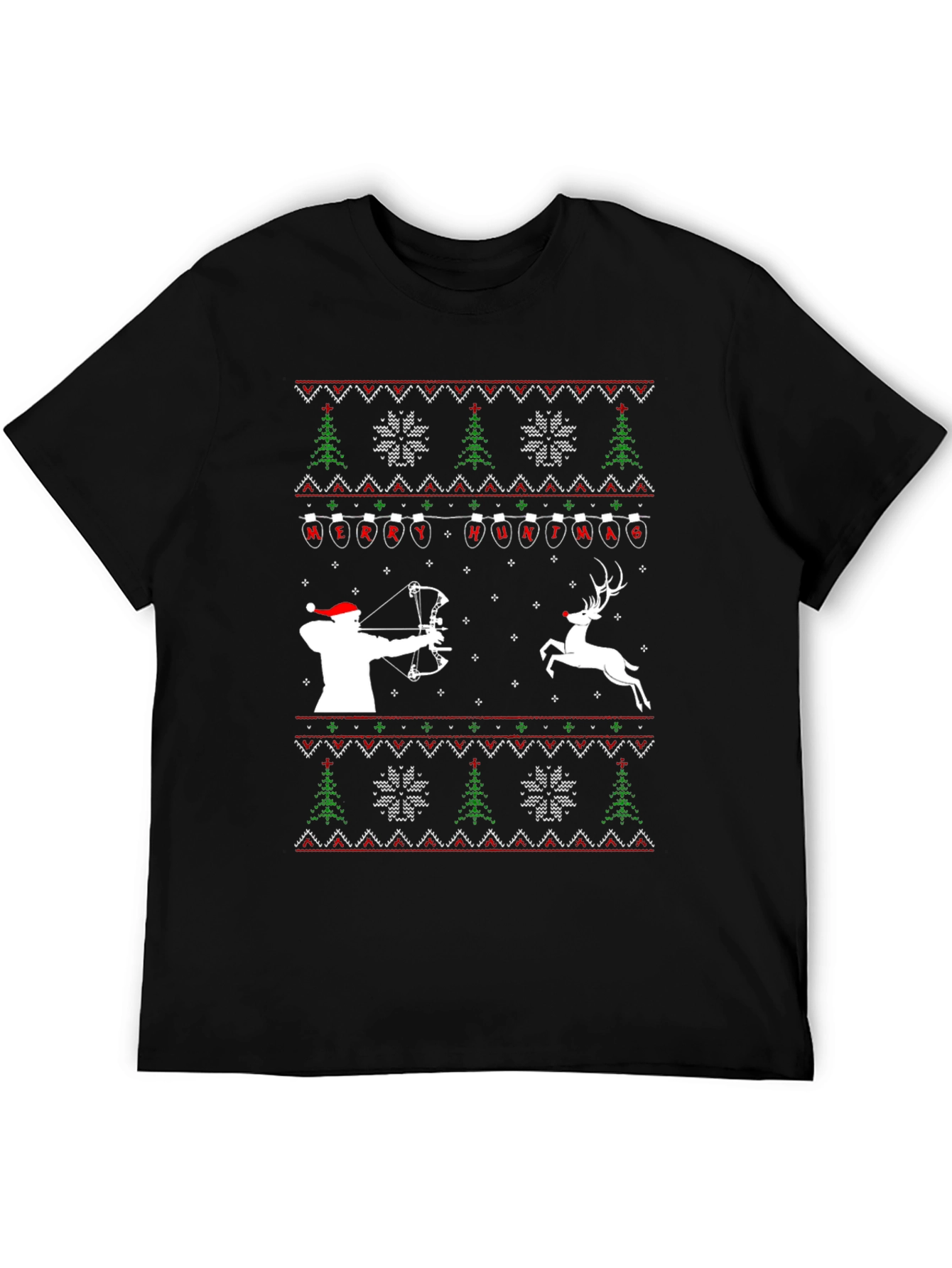 Merry Huntmas T-Shirt - Ugly Christmas Sweater Style Tee