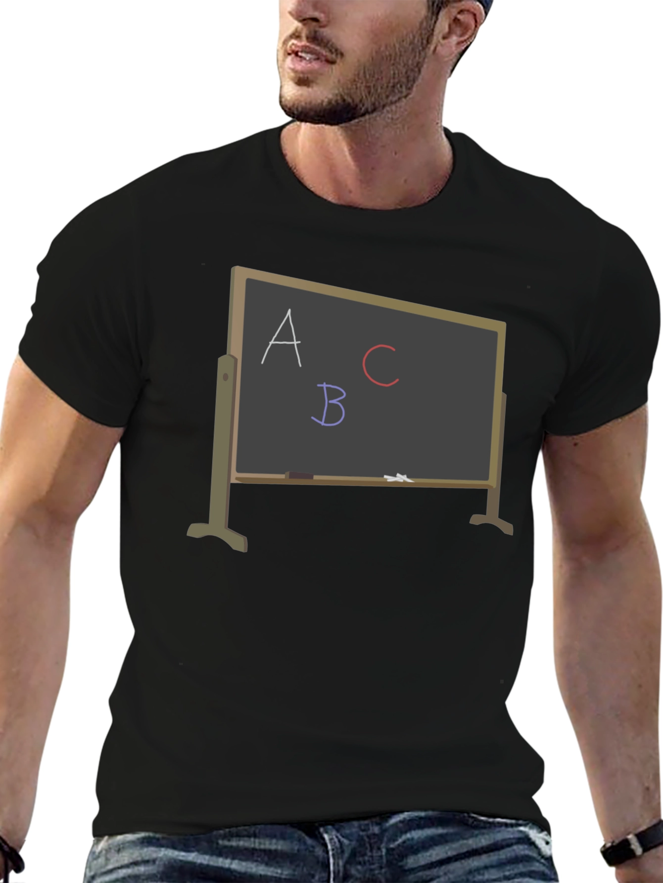 Black ABC Chalkboard Graphic T-Shirt