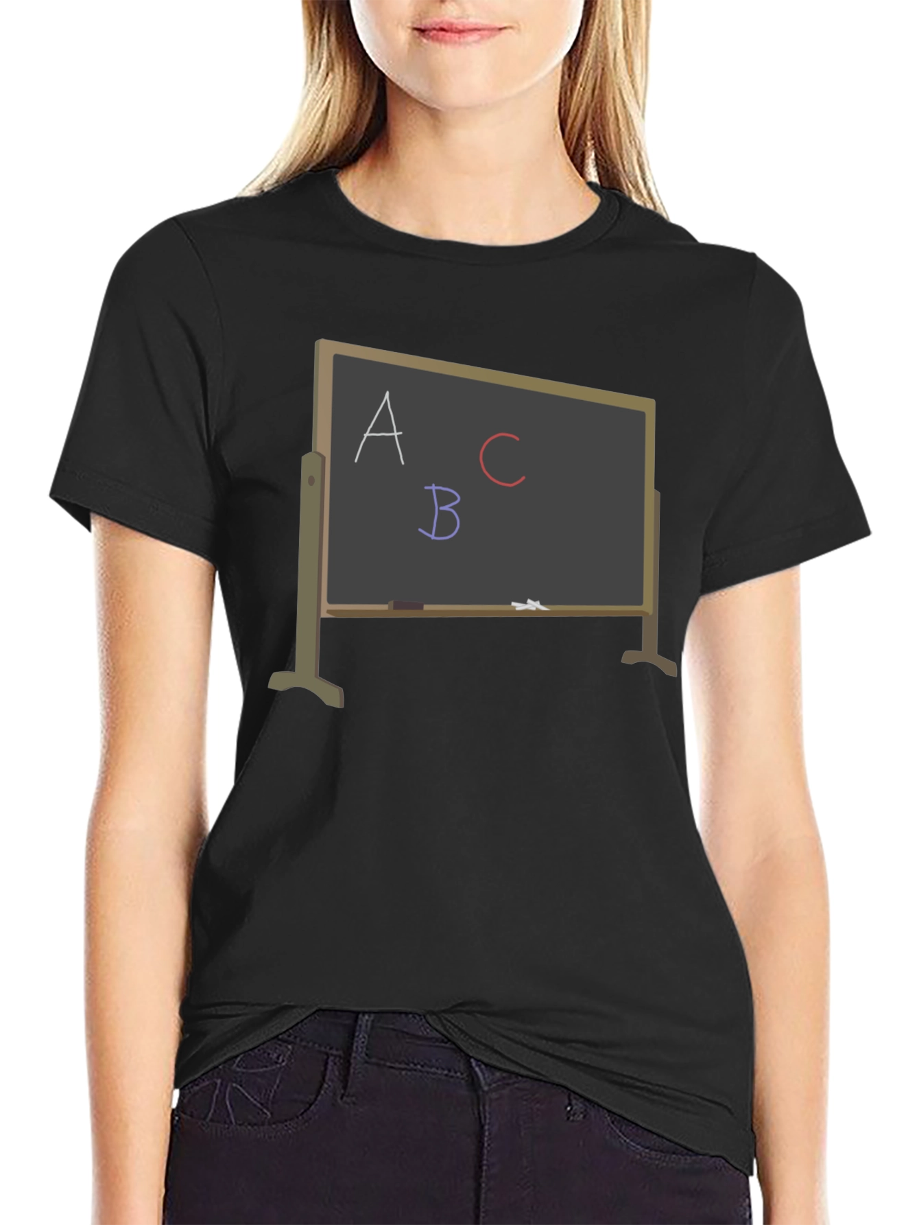 Black ABC Chalkboard Graphic T-Shirt