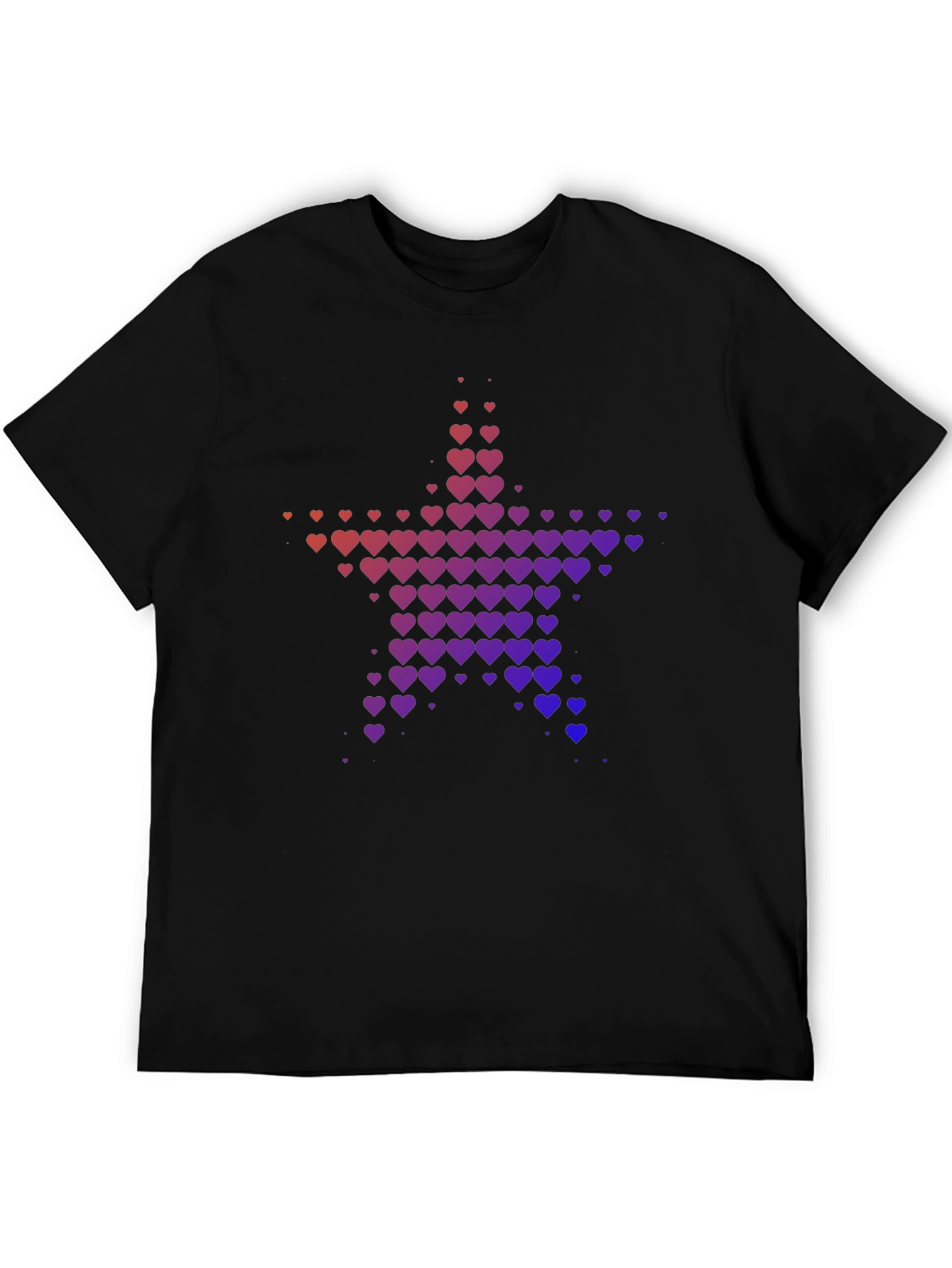 Heart Star Graphic Tee - Black Casual T-Shirt