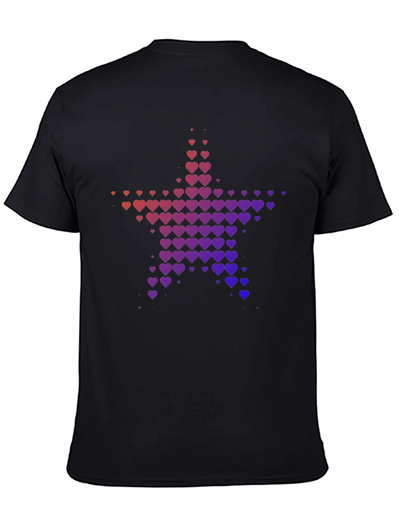Heart Star Graphic Tee - Black Casual T-Shirt